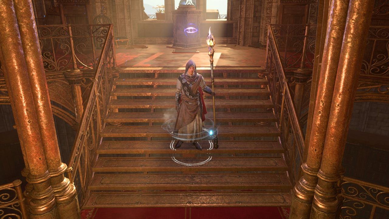 Baldur's Gate 3 a half-elf wielding the Markoheshkir in Ramazith's Tower