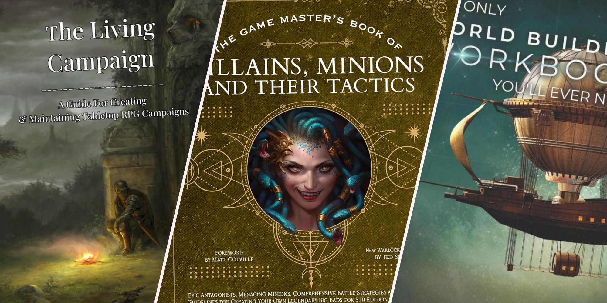 Three book covers are presented in a split collage.