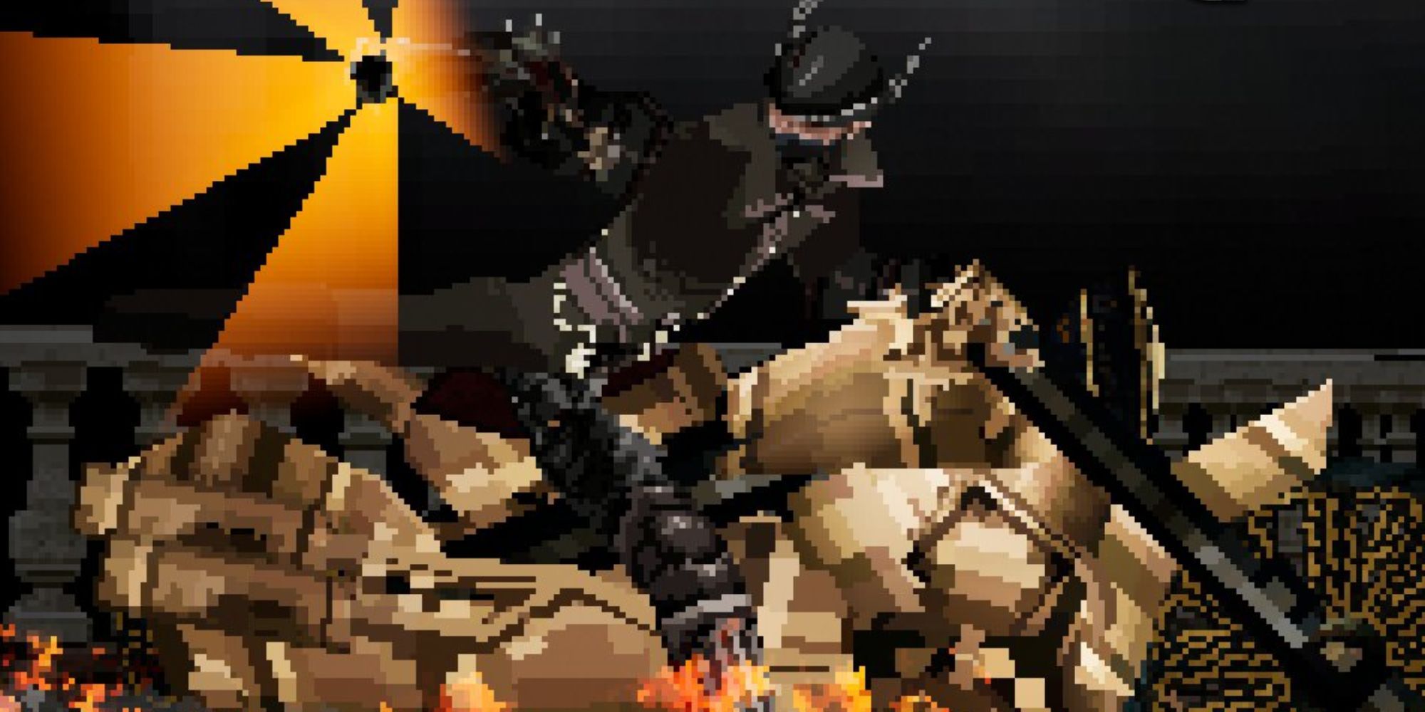 A screenshot from Bloodborne Kart, a game with retro, PS1 era graphics. The character is riding a motorbike