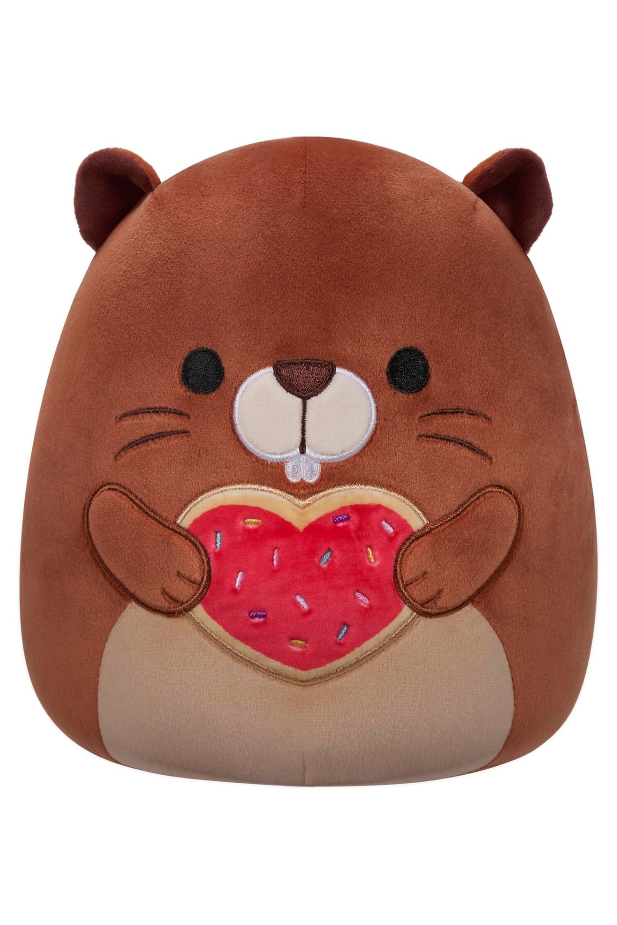 Brown Beaver Holding Heart Cookie Squishmallows Plush