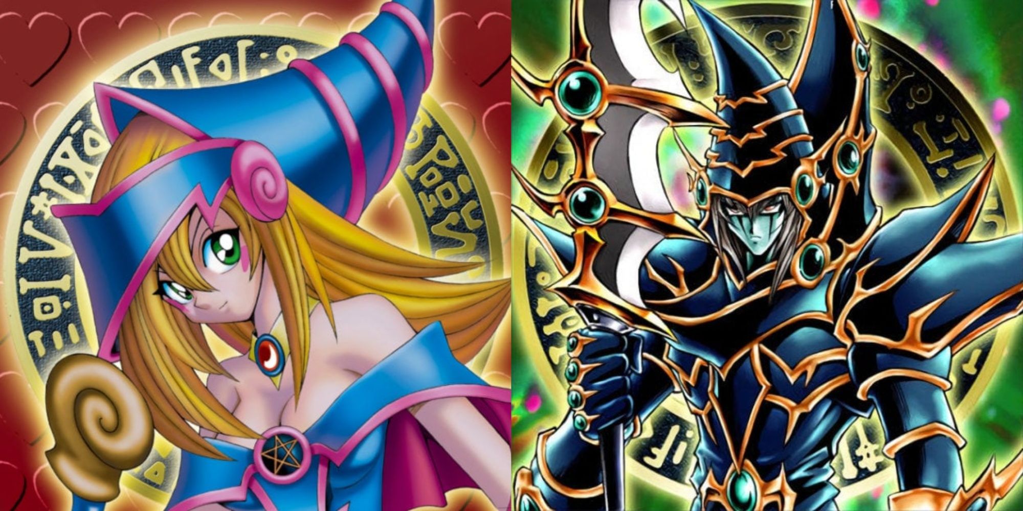Card artworks for Dark Magician Girl and Dark Paladin