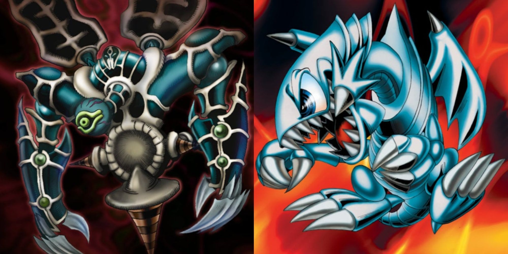 Card artworks for Relinquished and Blue-Eyes Toon Dragon