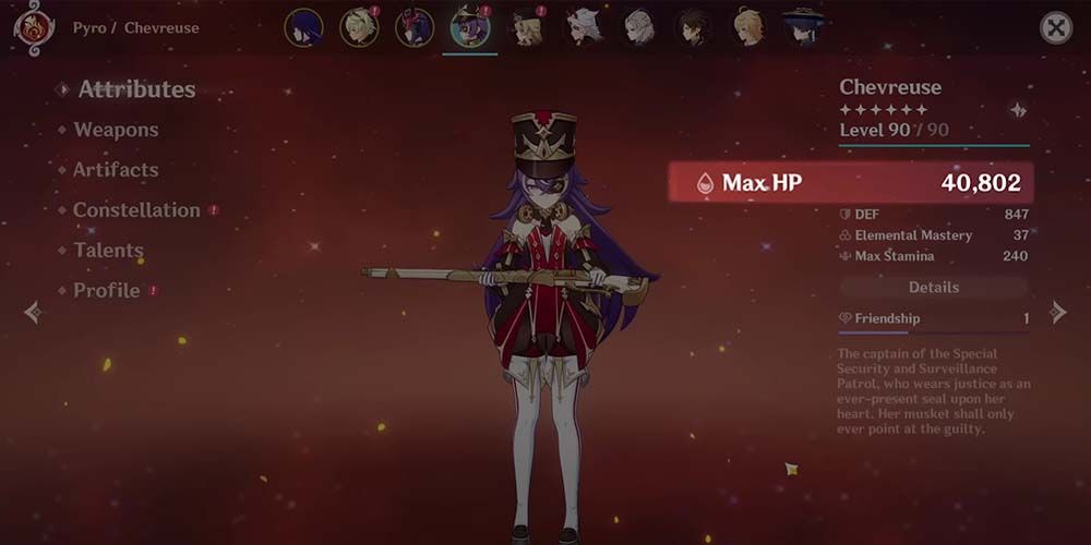 Chevreuse's 40 thousand HP in Genshin Impact.