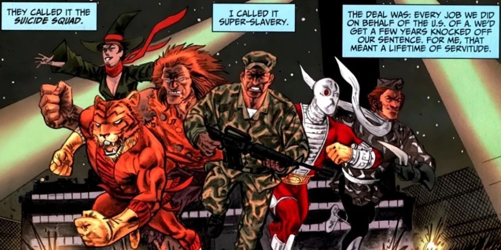 Comic Suicide Squad Panel Of Enhantress, Bronze Tiger, Blockbuster, Rick Flag, Deadshot, and Captain Boomerang