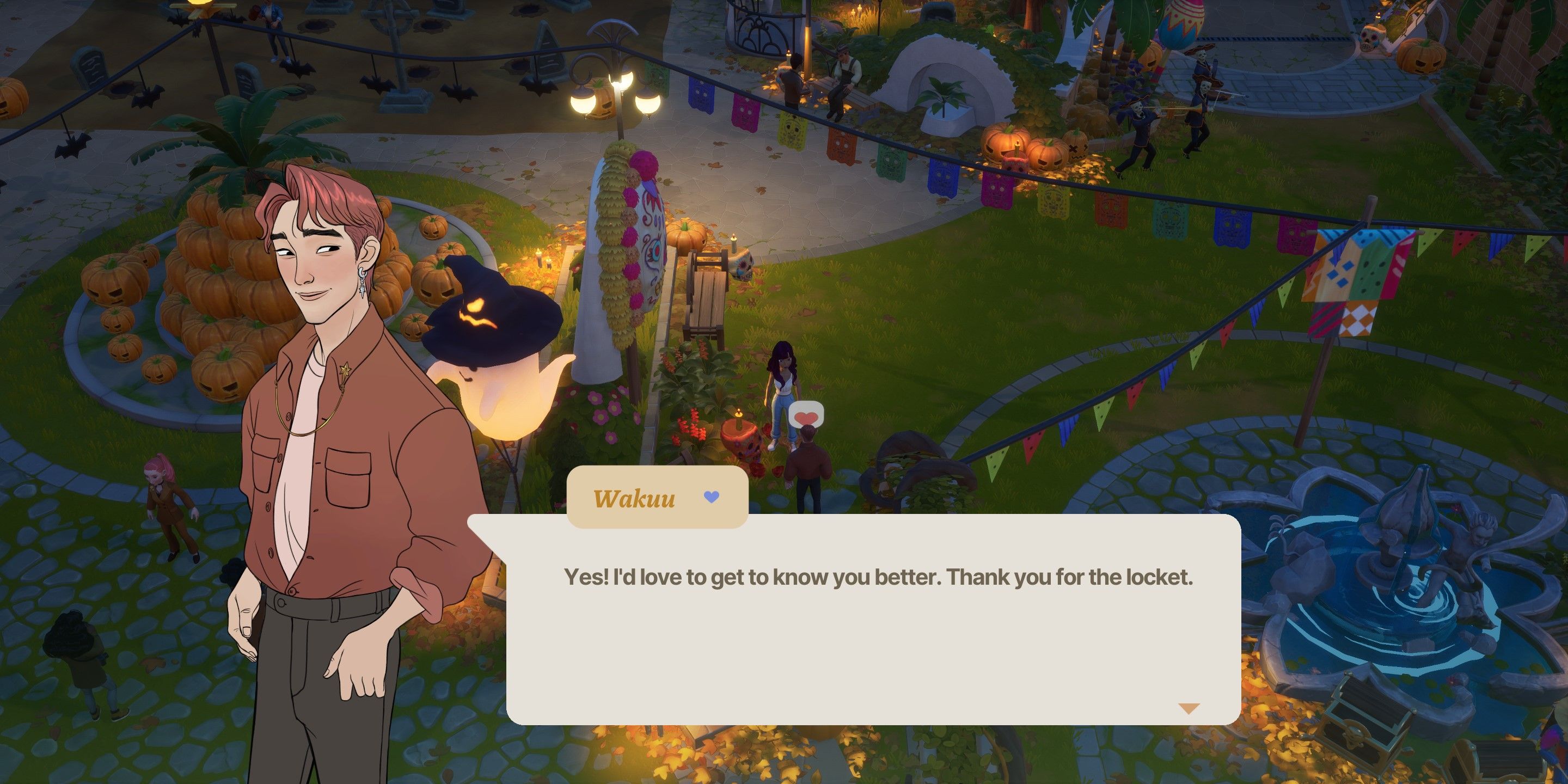 Coral Island: The Player Character Giving Wakuu the locket
