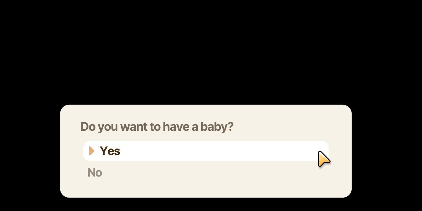 Coral Island The "Do You Want To Have A Baby" dialogue box