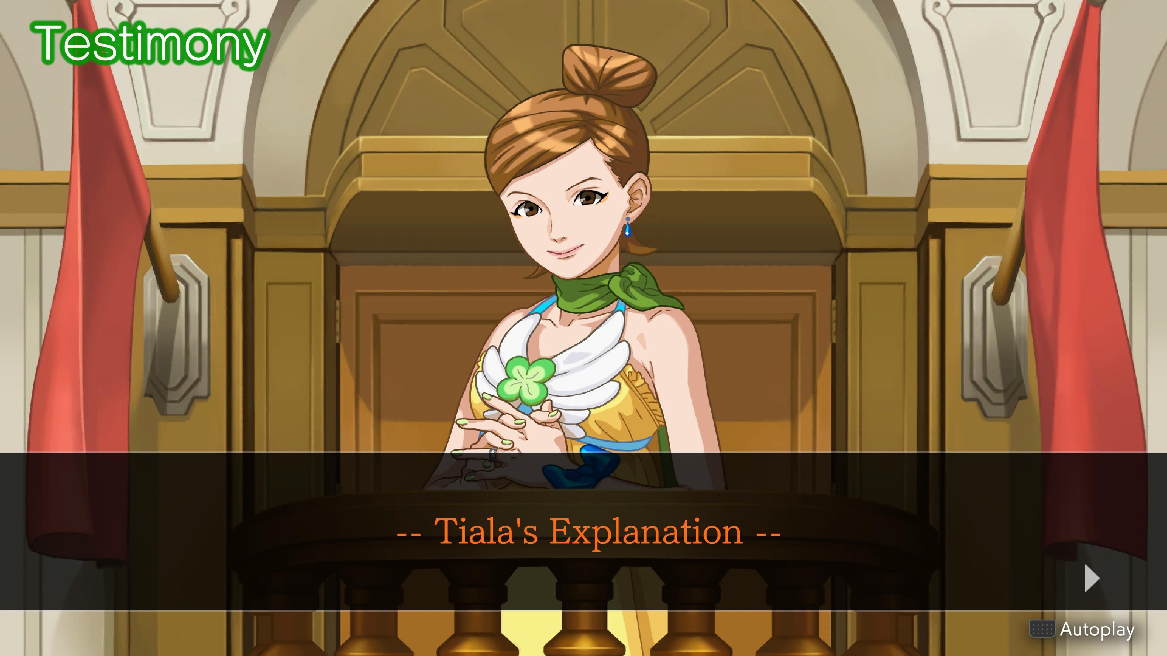 Cross examining Alita Tiala in Apollo Justice Ace Attorney about her explanation for visiting the clinic