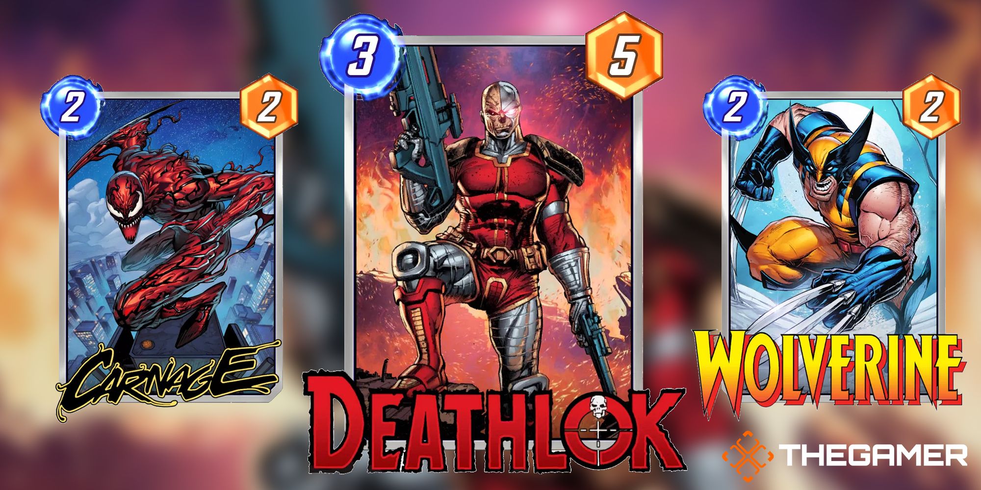 Deathlok, Wolverine and Carnage cards in Marvel Snap