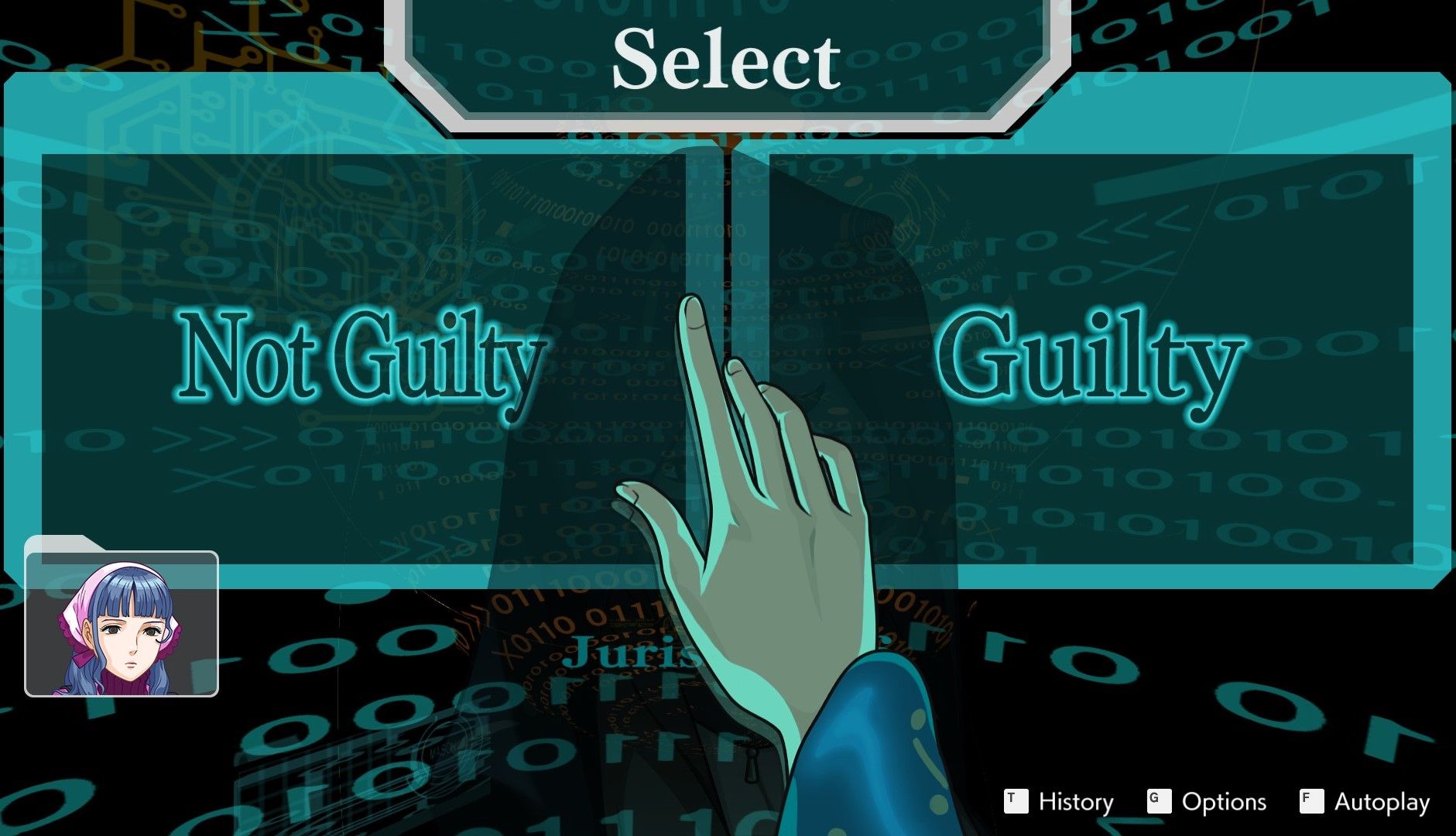 Deciding whether or not Vera is guilty or not guilty in Apollo Justice