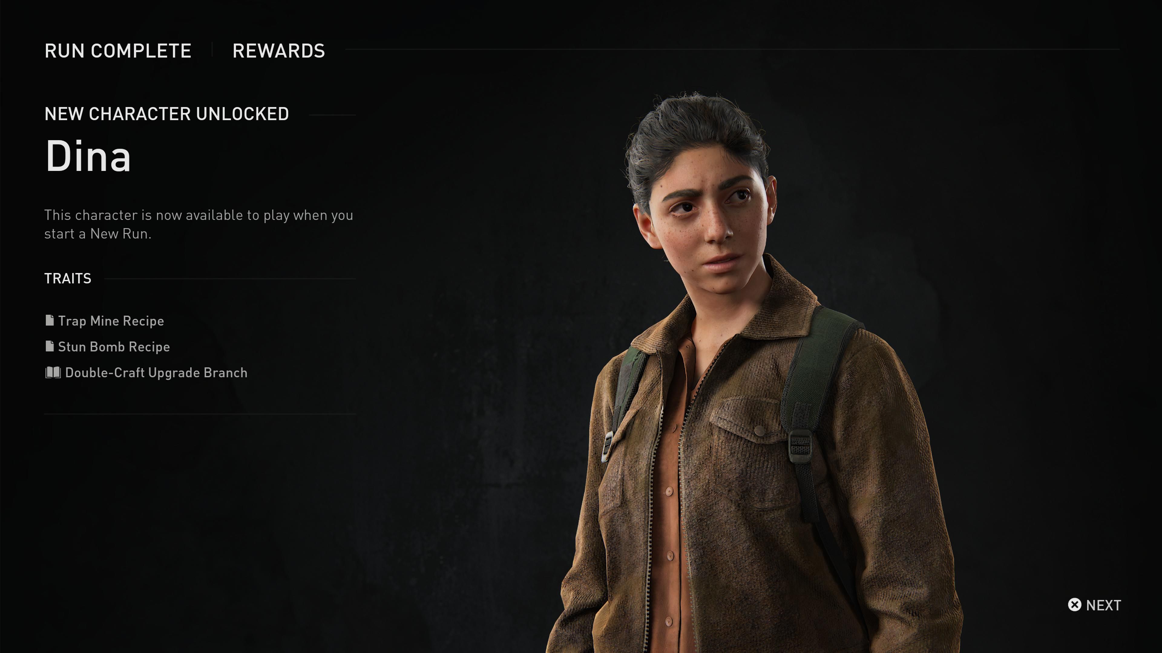 Dina Last of Us Part 2 No Return unlock screen