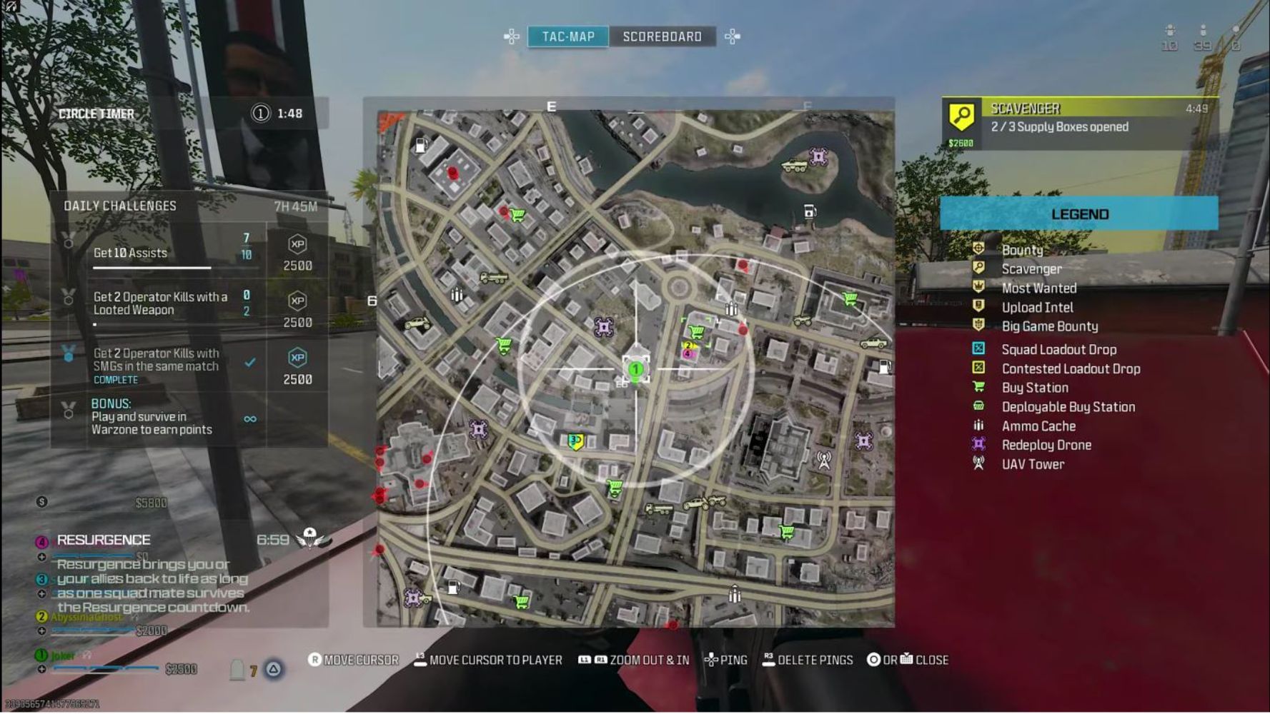 Open big map menu during a scavenger contract mission in Call of Duty Warzone