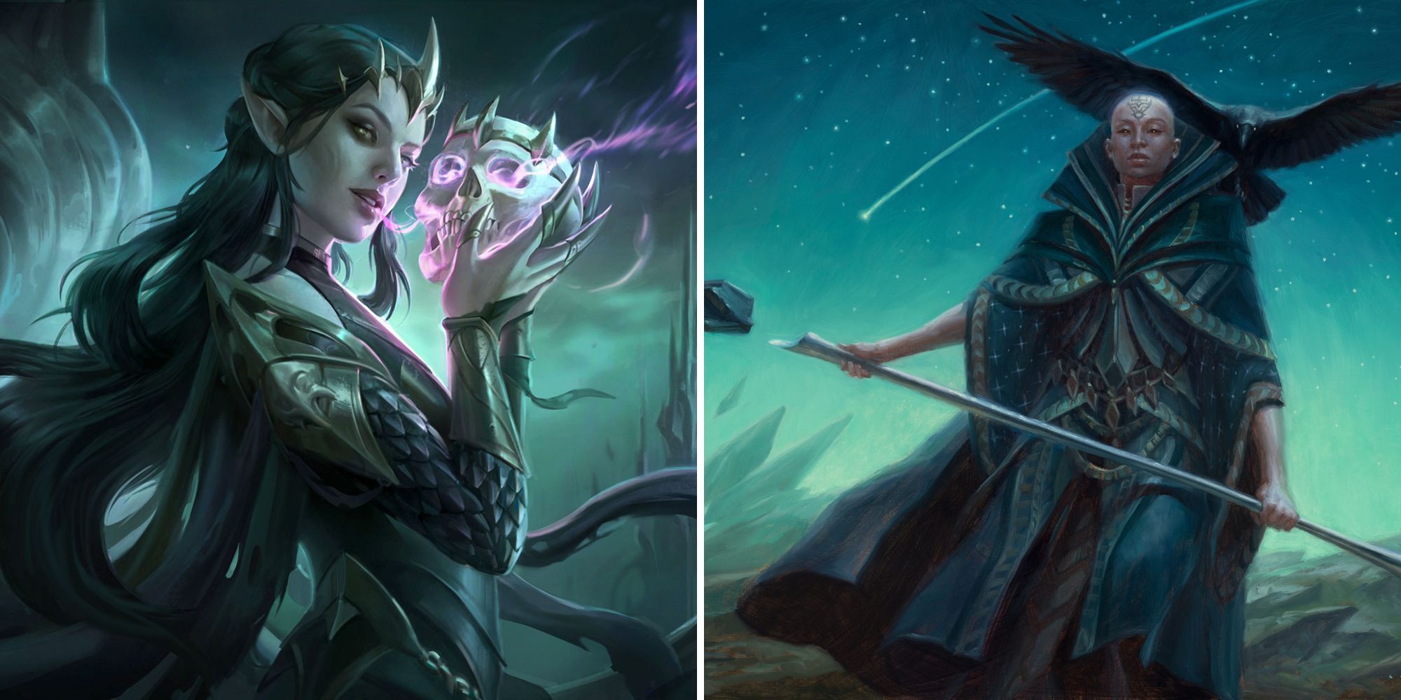 elf necromancer against star spellcaster with raven familiar