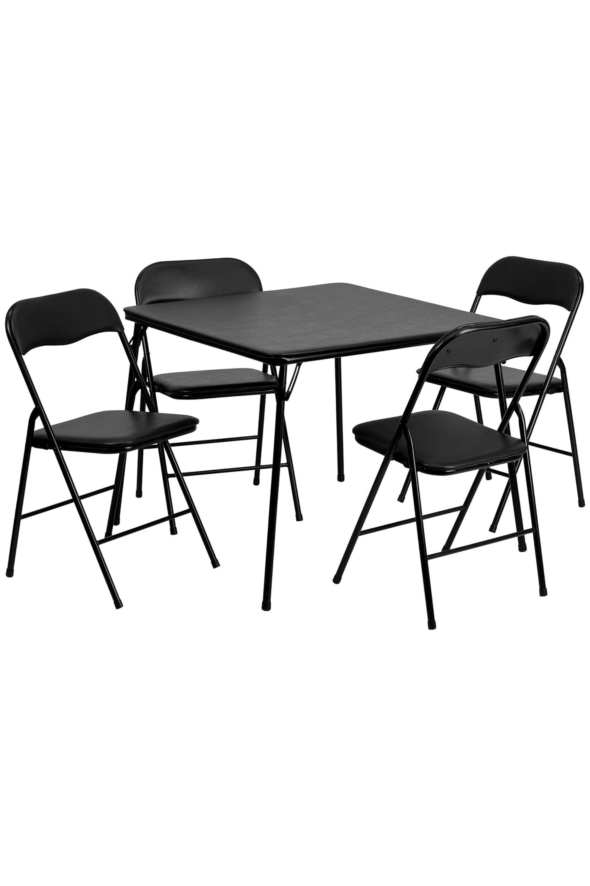 Emma + Oliver 5-Piece Black Folding Game Room Card Table and Chair Set