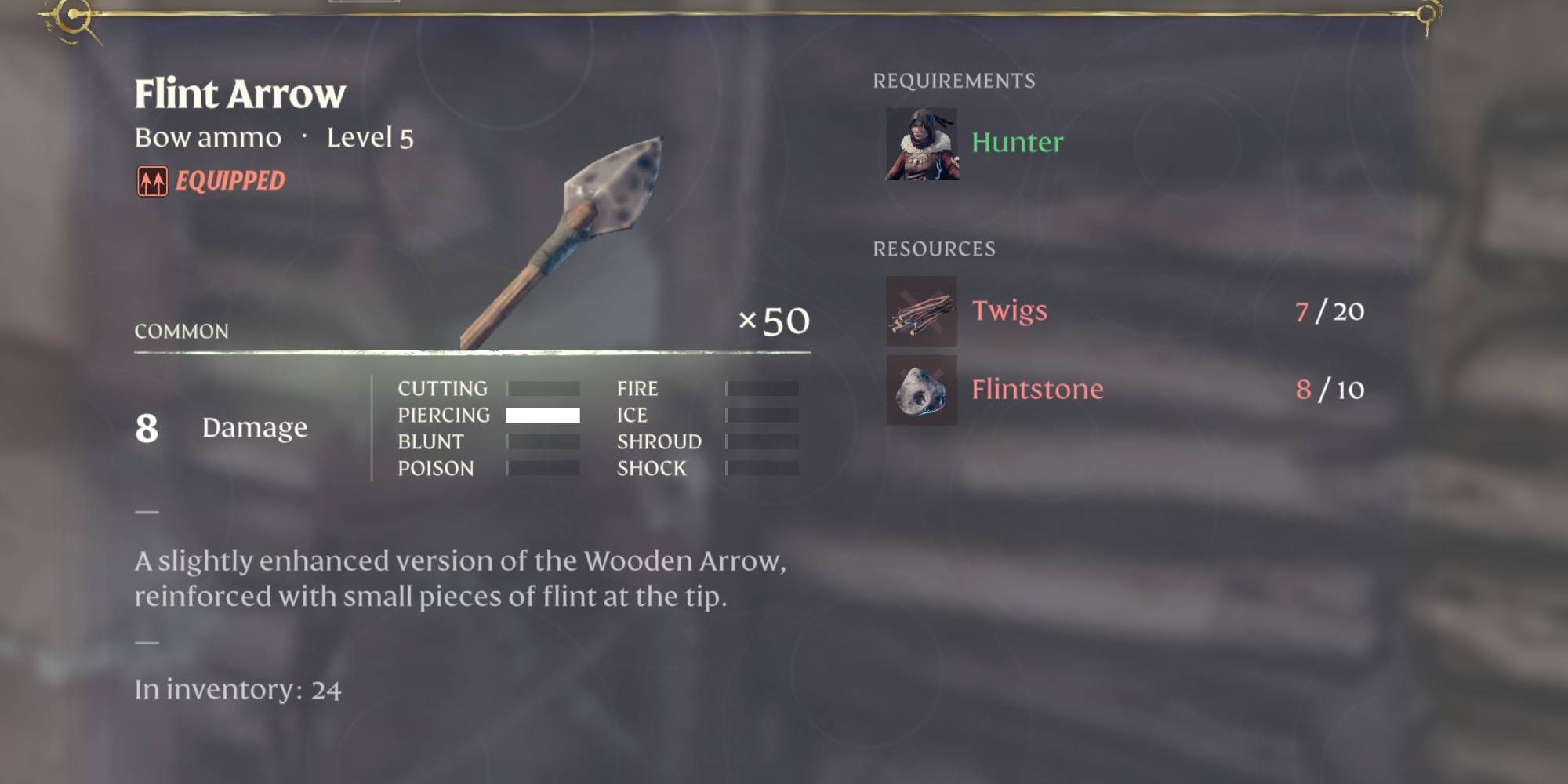 Enshrouded Flint Arrow