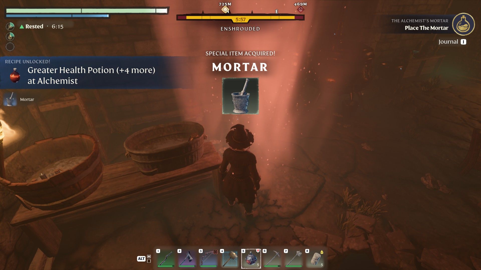 enshrouded player obtaining mortar