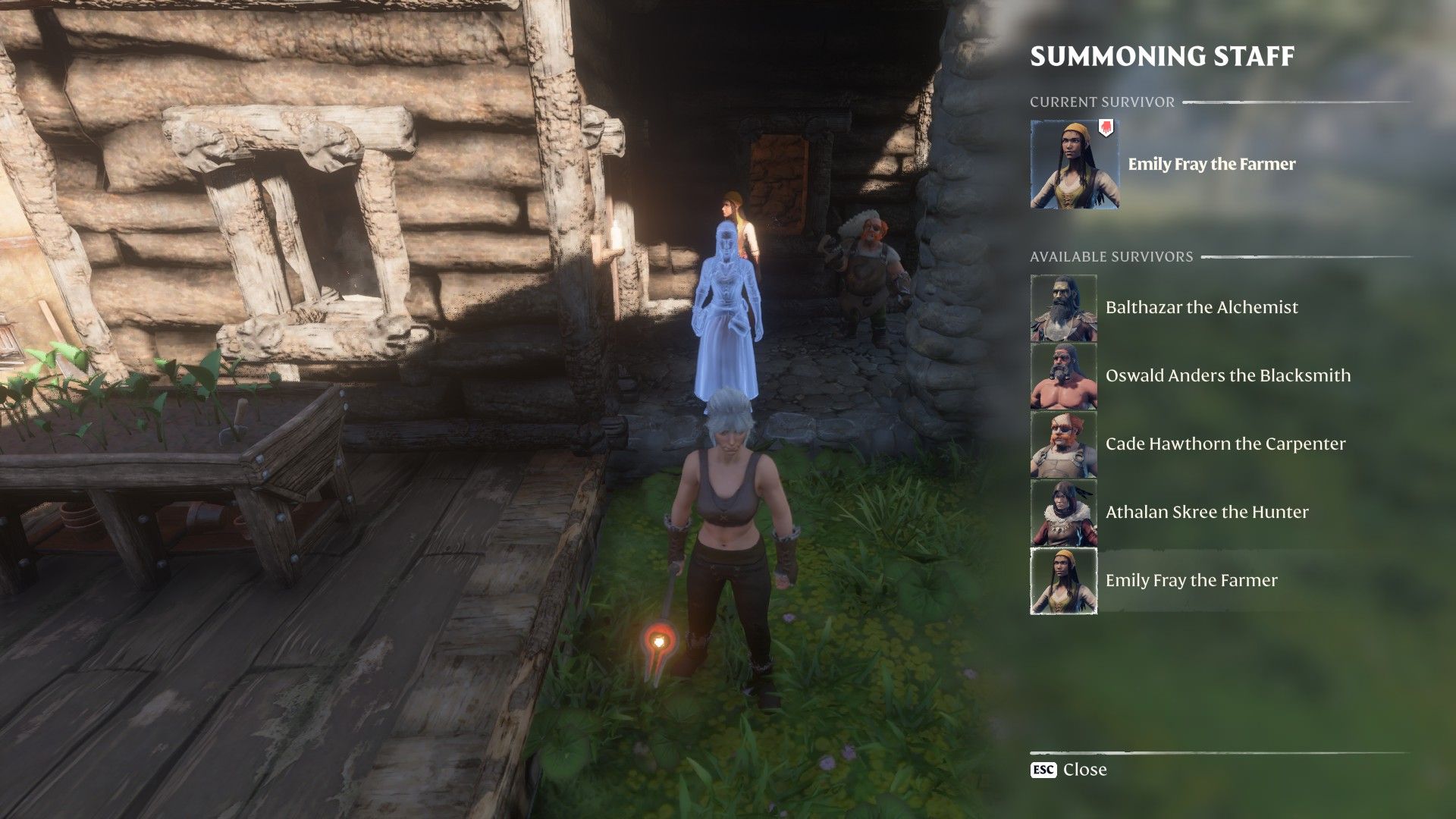 enshrouded player placing farmer in base