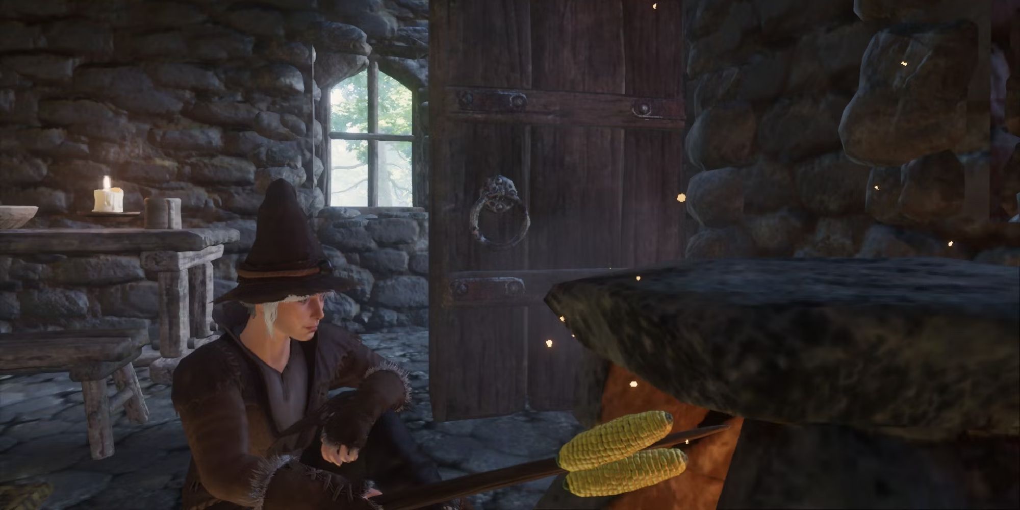 enshrouded player roasting corn-1