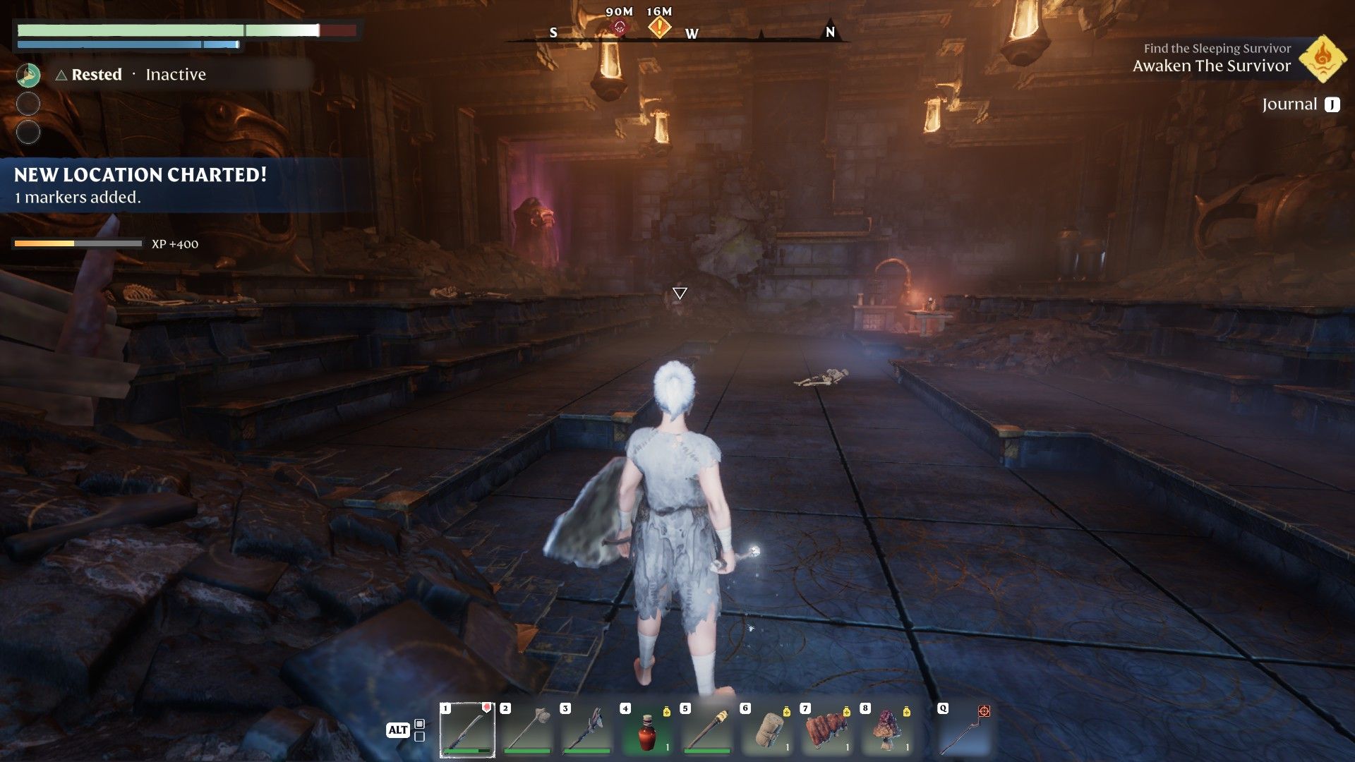 enshrouded player standing in vault where blacksmith is found with enemy