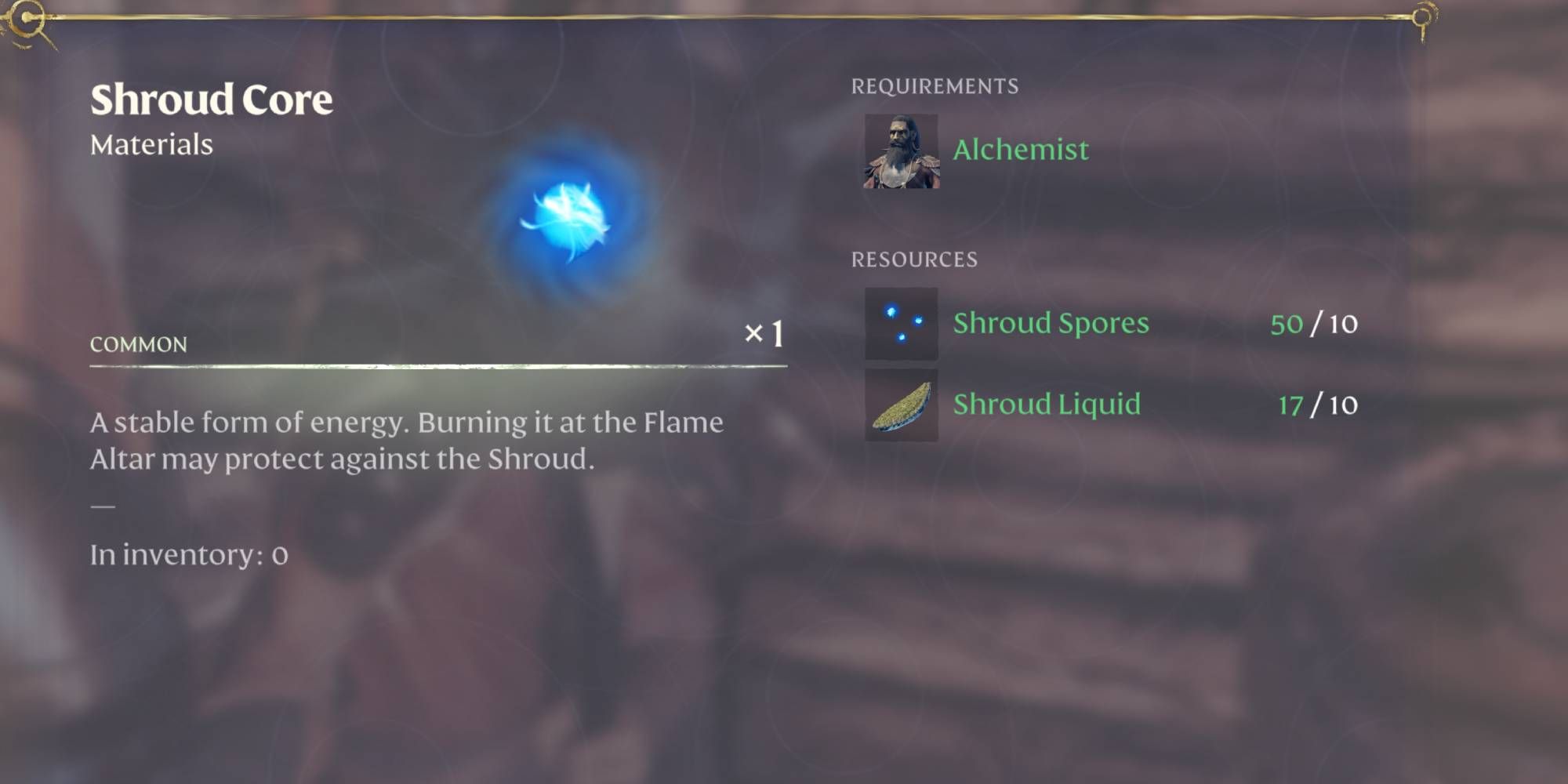 enshrouded shroud core crafting