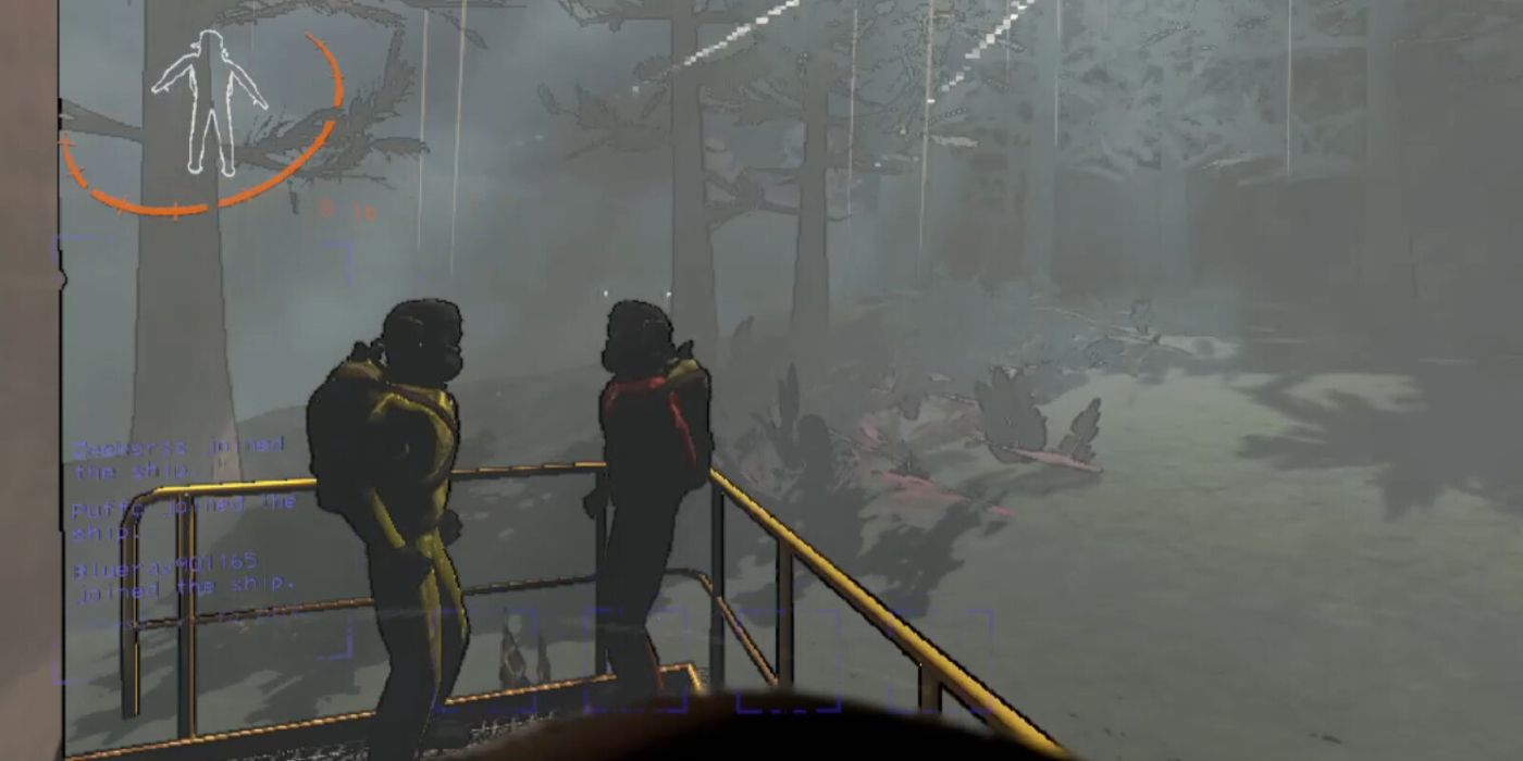 Lethal Company Workers Standing on Ship