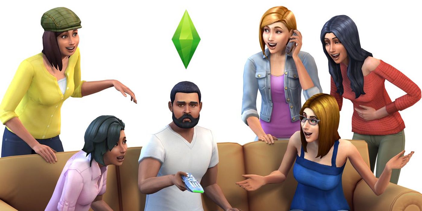 Sims Characters Gathered Around Couch