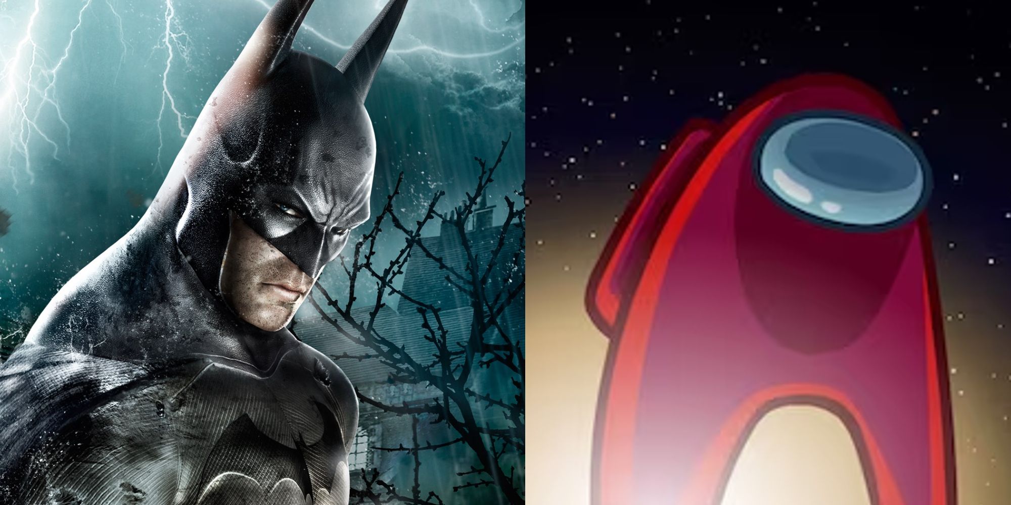 Split Image of Batman Arkham Asylum & Among Us