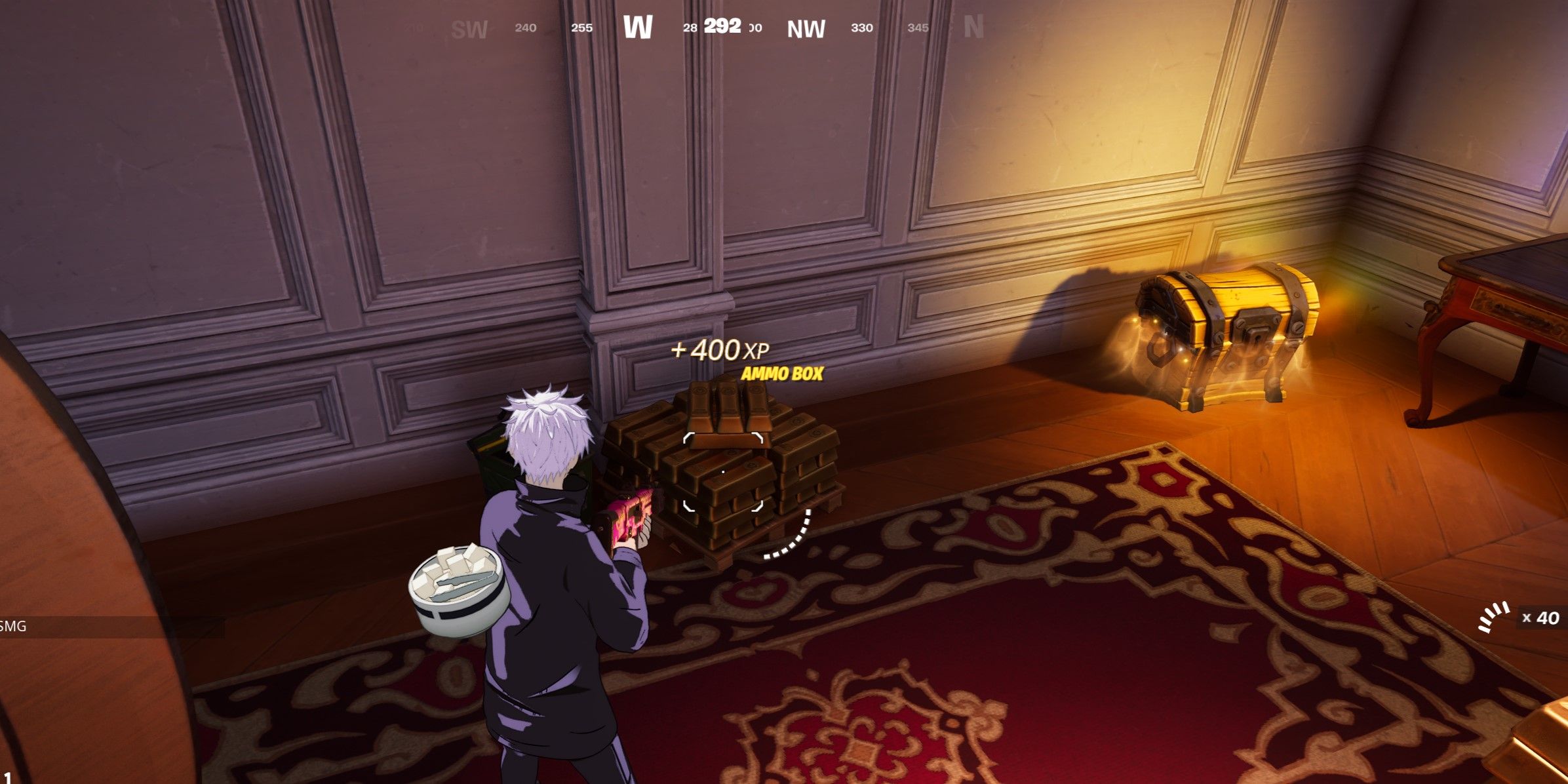 A player Looting Stacks of Gold Bars in fortnite