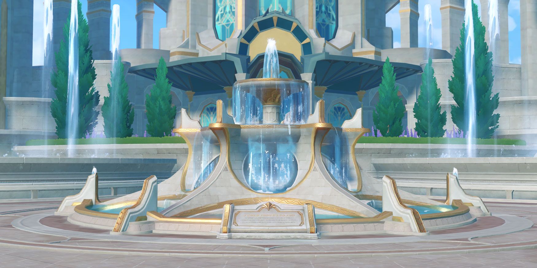 Fontaine's Fountain of Lucine in Genshin Impact.