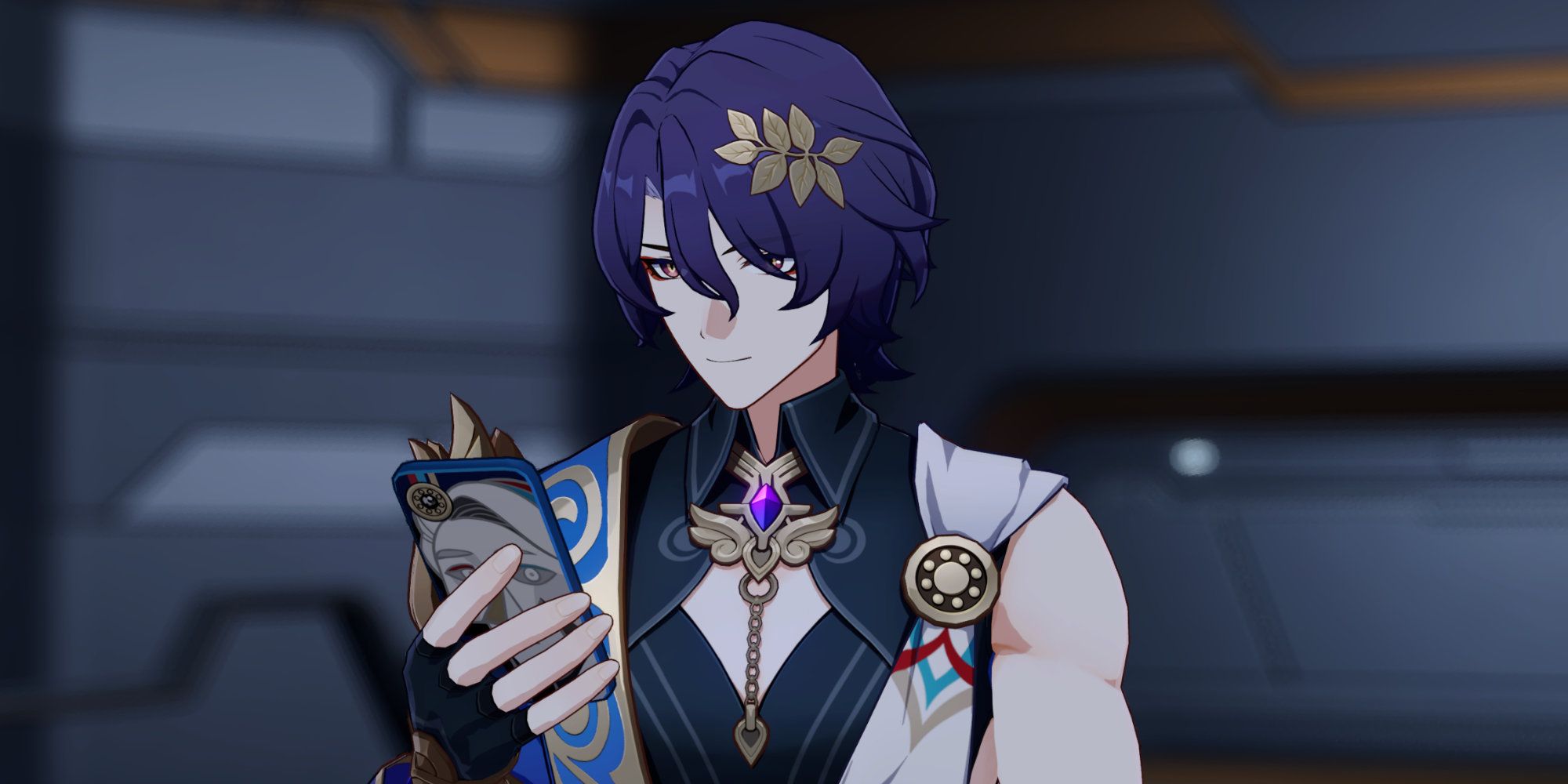 Honkai Star Rail Dr Ratio with phone in idle animation