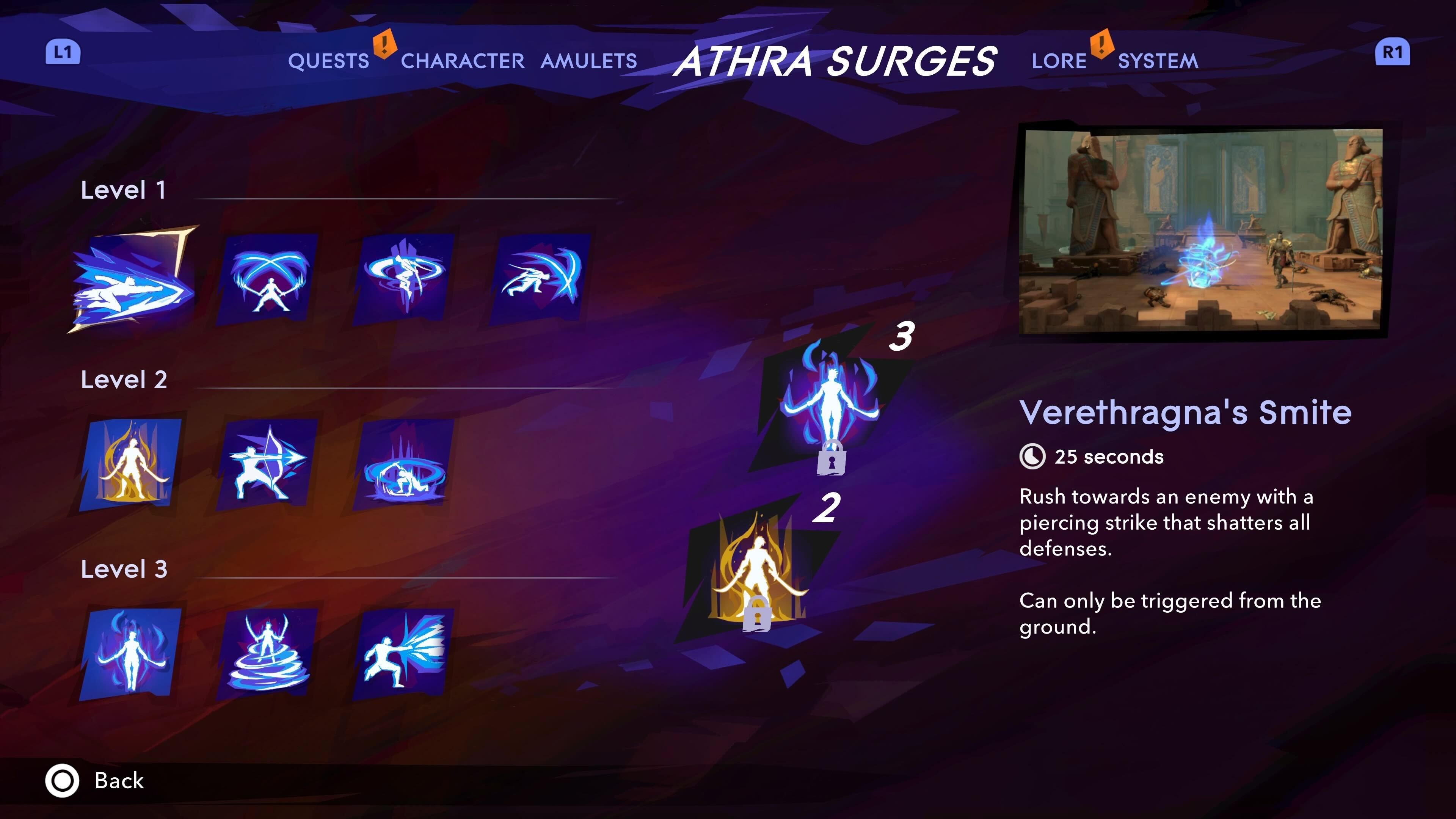 Sargon observing the Verethragna's Smite Athra Surge in Prince of Persia: The Lost Crown.