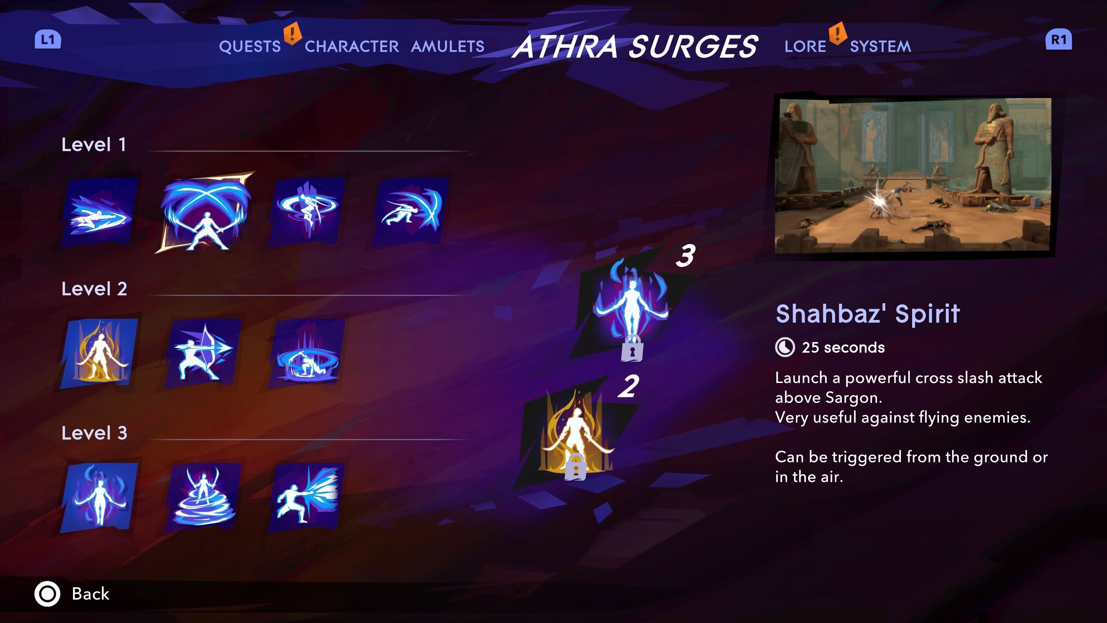 Sargon observing the Shahbaz' Spirit Athra Surge in Prince of Persia: The Lost Crown.