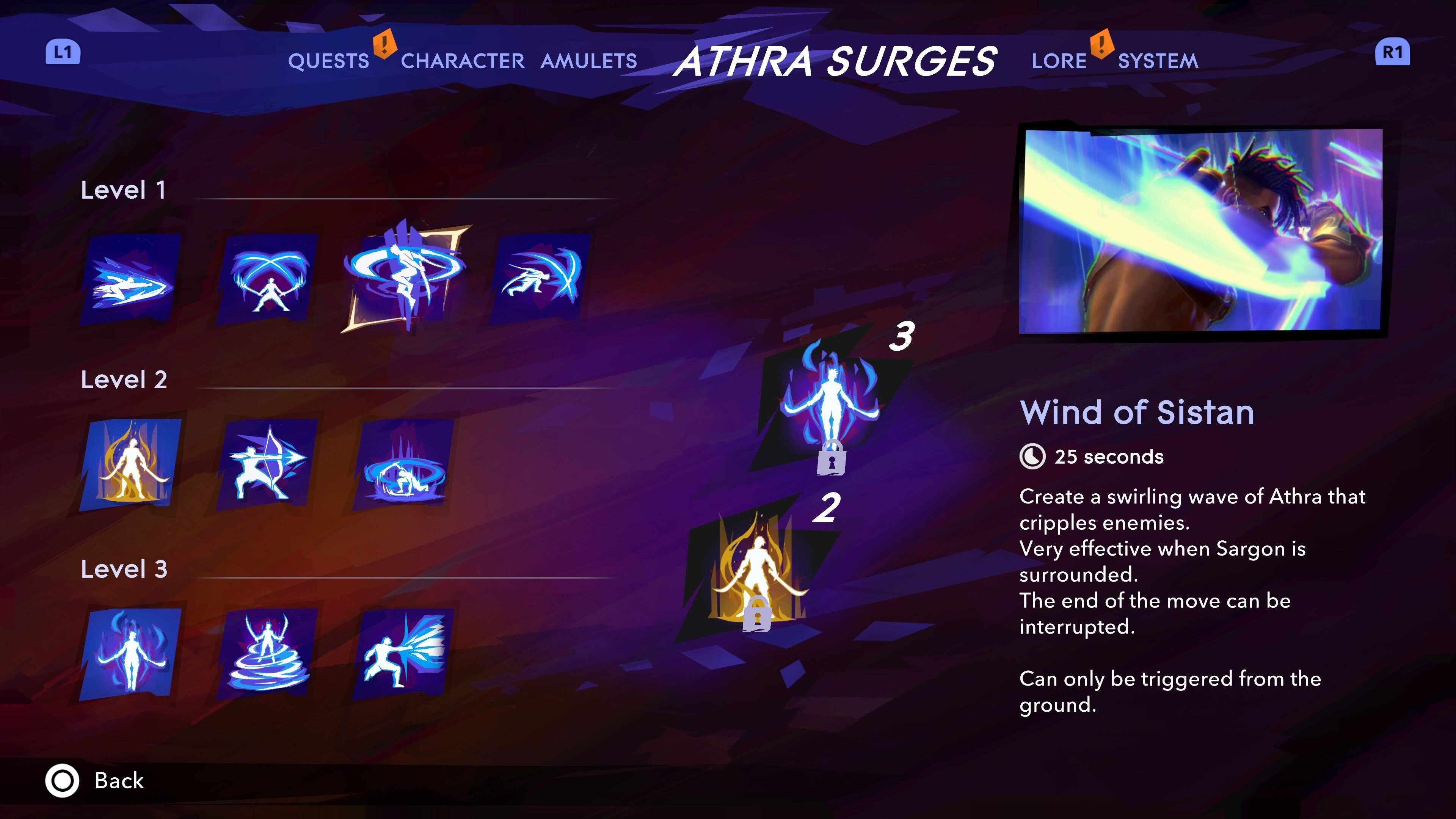 Sargon observing the Wind of Sistan Athra Surge in Prince of Persia: The Lost Crown.