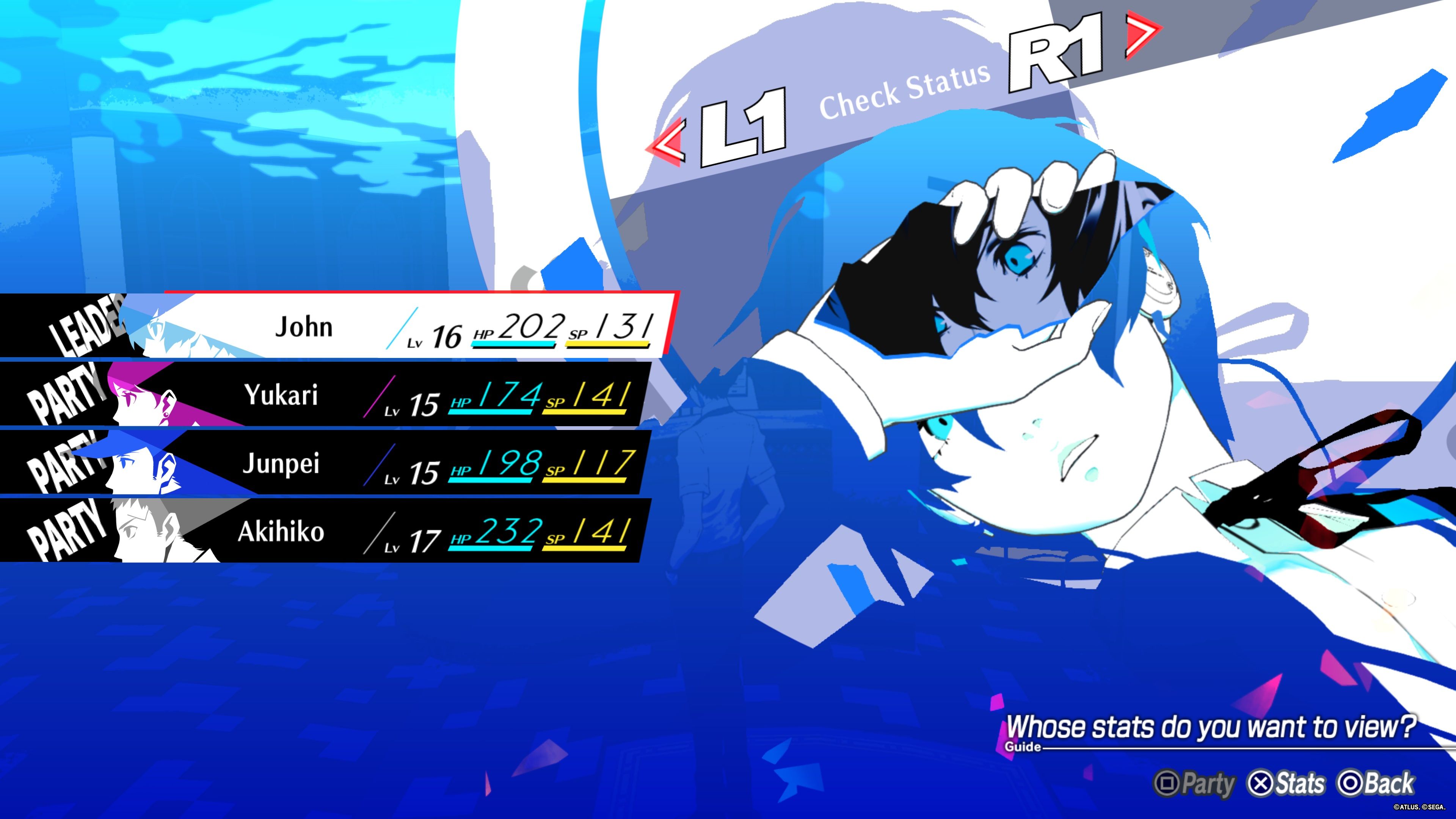 Persona 3 Reload - Party Menu Screen