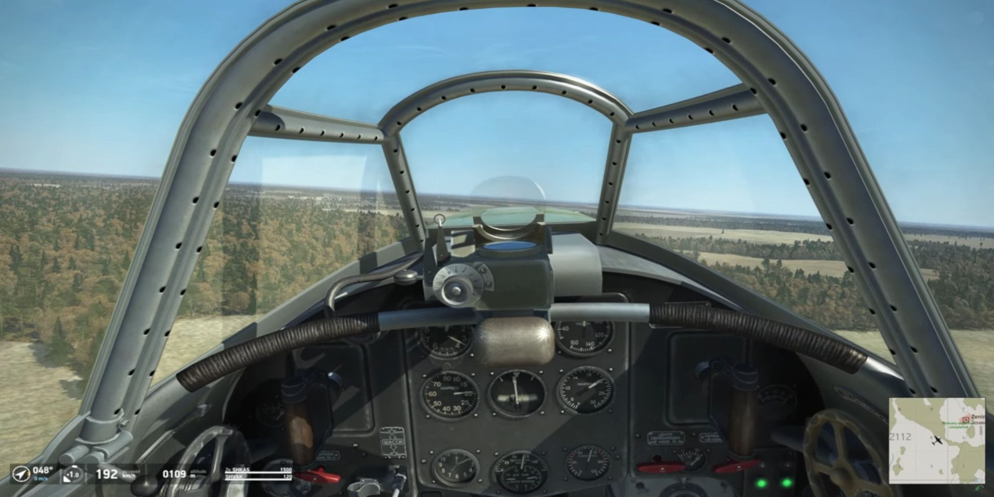 Flying over a forest in a World War 2 Soviet Fighter 