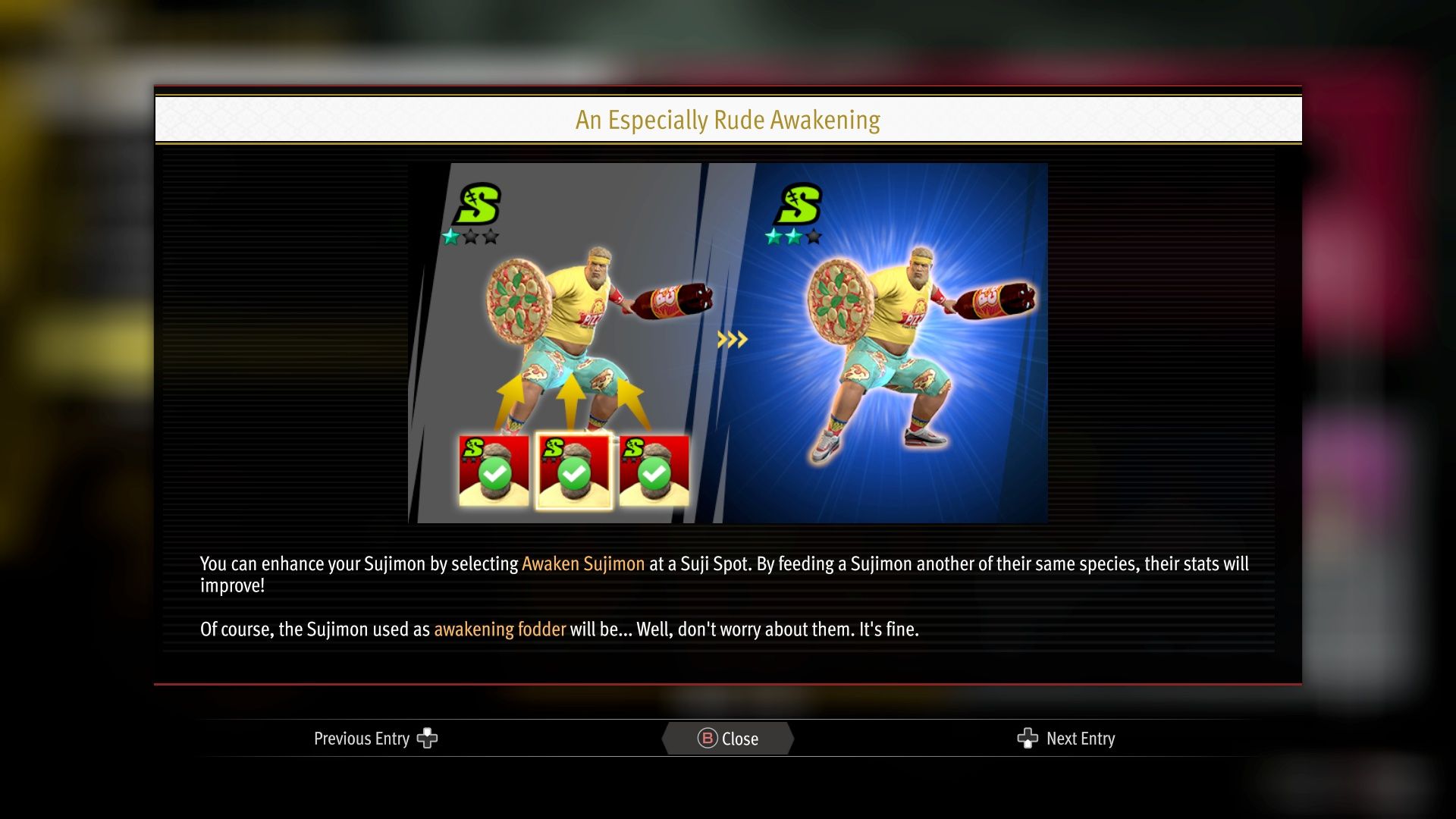 A demonstration of awakening on the Awakening explanation tutorial screen in Like A Dragon: Infinite Wealth.
