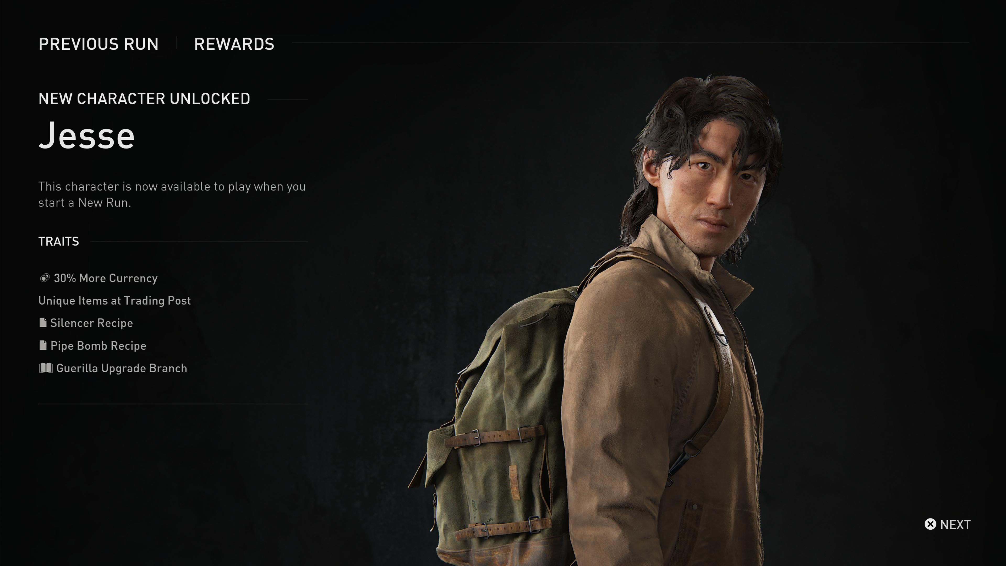 Jesse Last of Us Part 2 No Return unlock screen