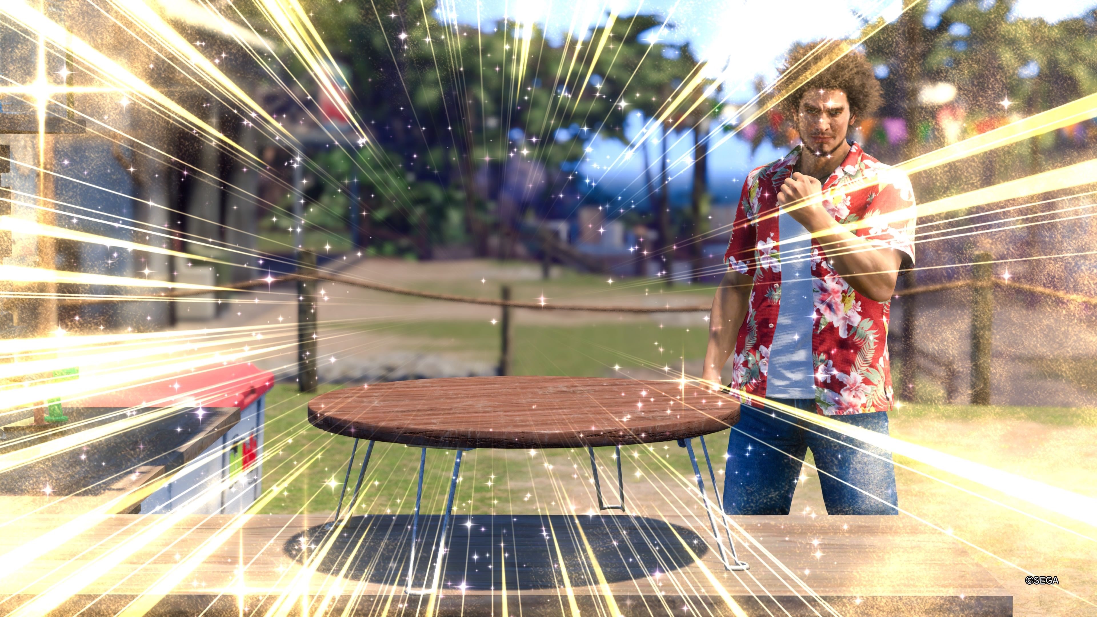 Kasuga making a table in Donodoko Island in Like a Dragon Infinite Wealth.