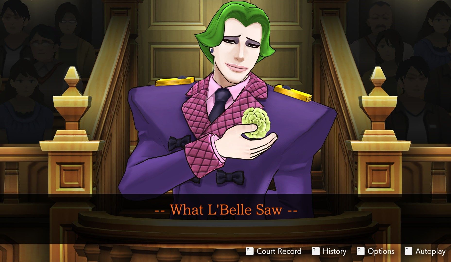 L'Belle testifying about what he saw in Dual Destinies
