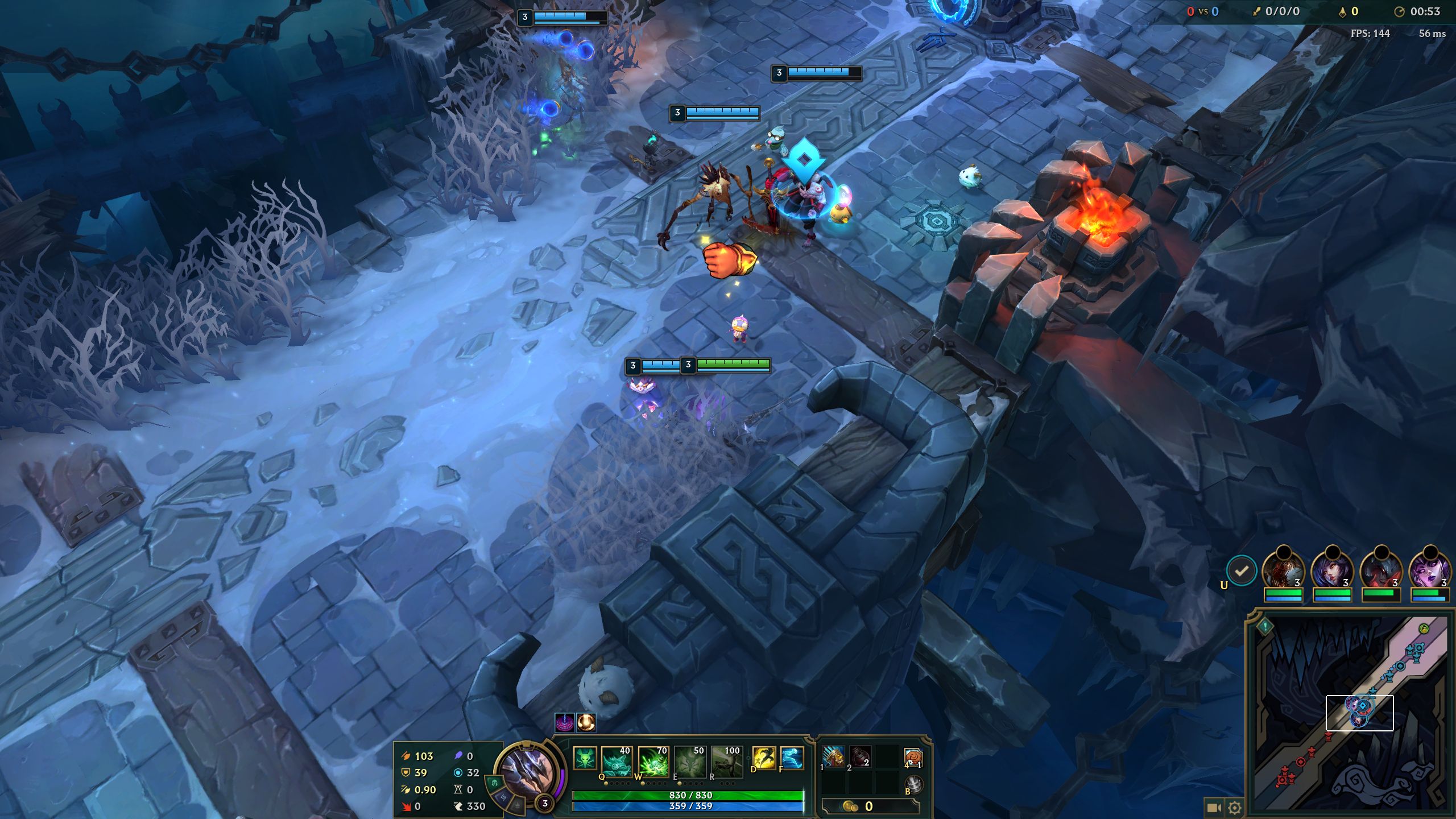 An image from League of Legends of the Fist Bump Emote, which can be used with your teammates.