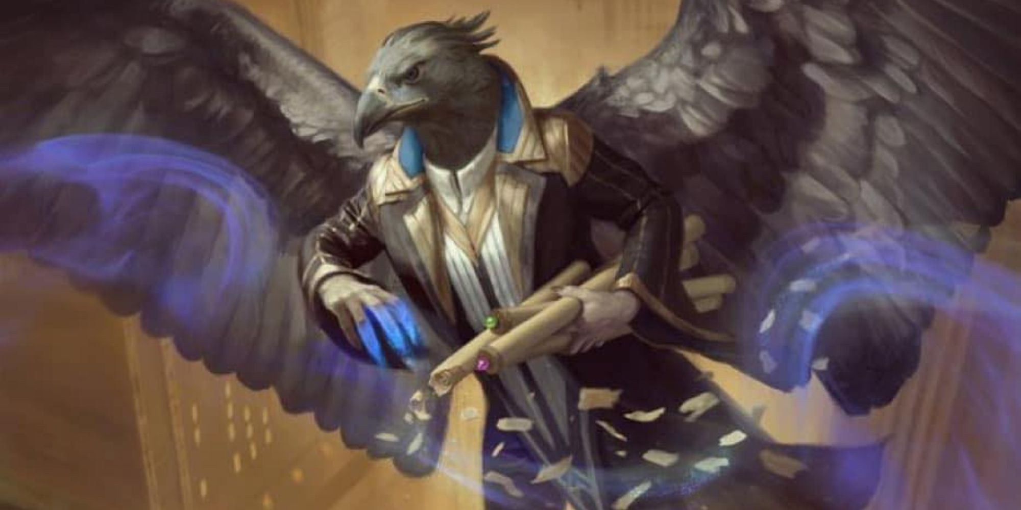 flying bird man in suit