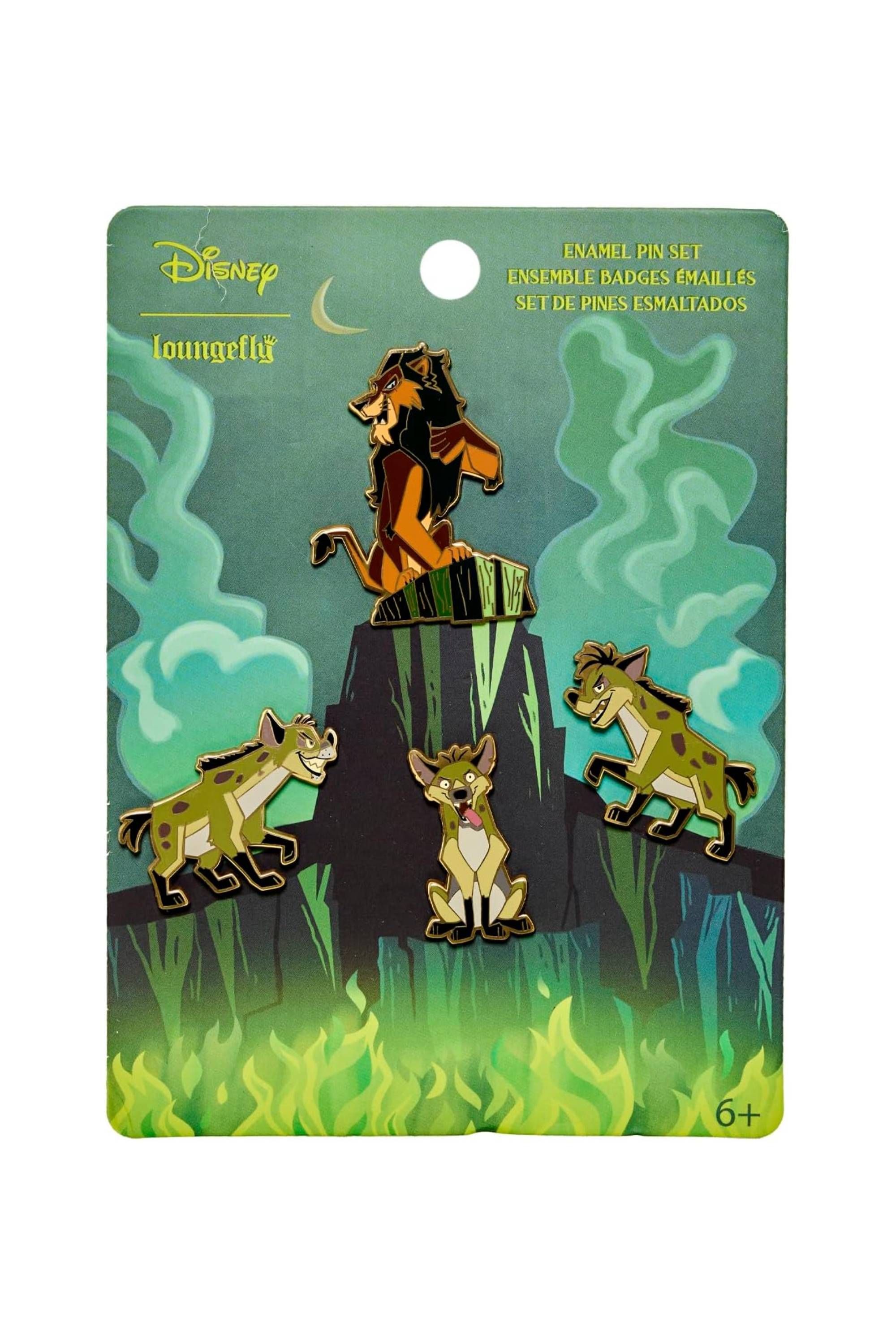Loungefly Disney Villains_ Lion King - Scar and Hyenas 4-Piece Pin Set
