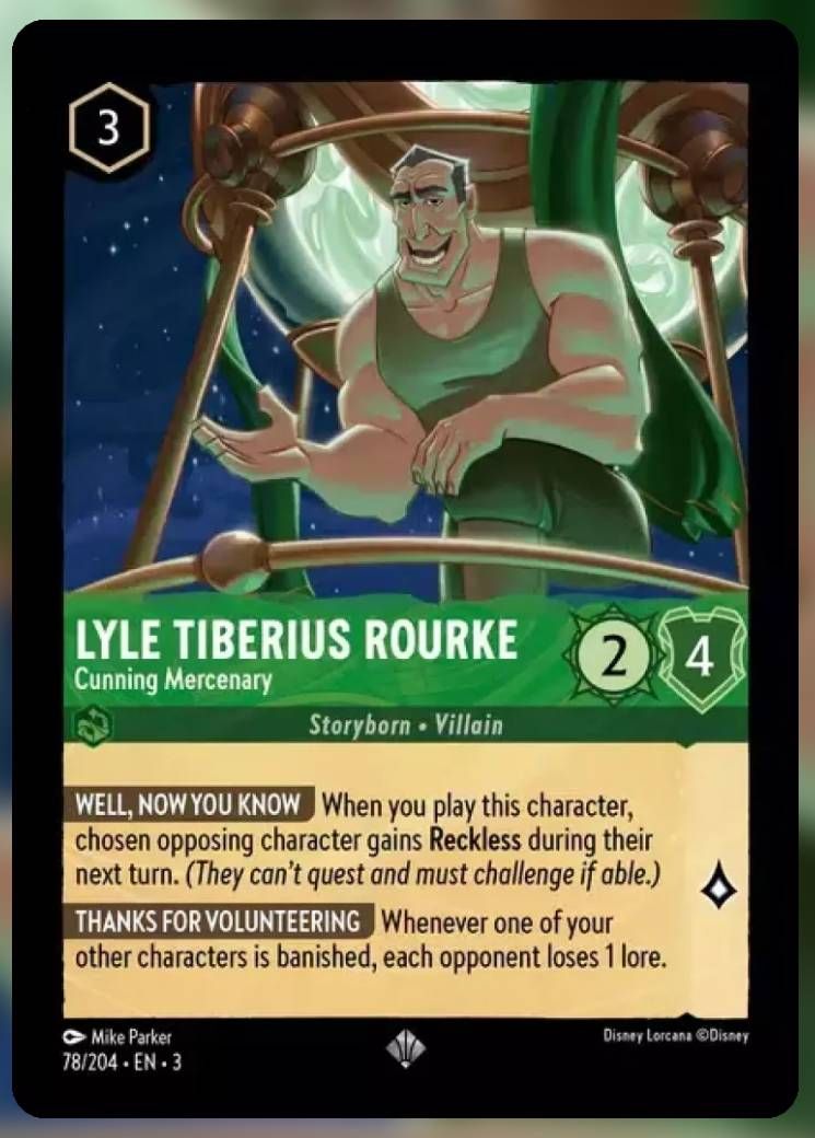 lyle tiberius rourke, cunning mercenary lorcana