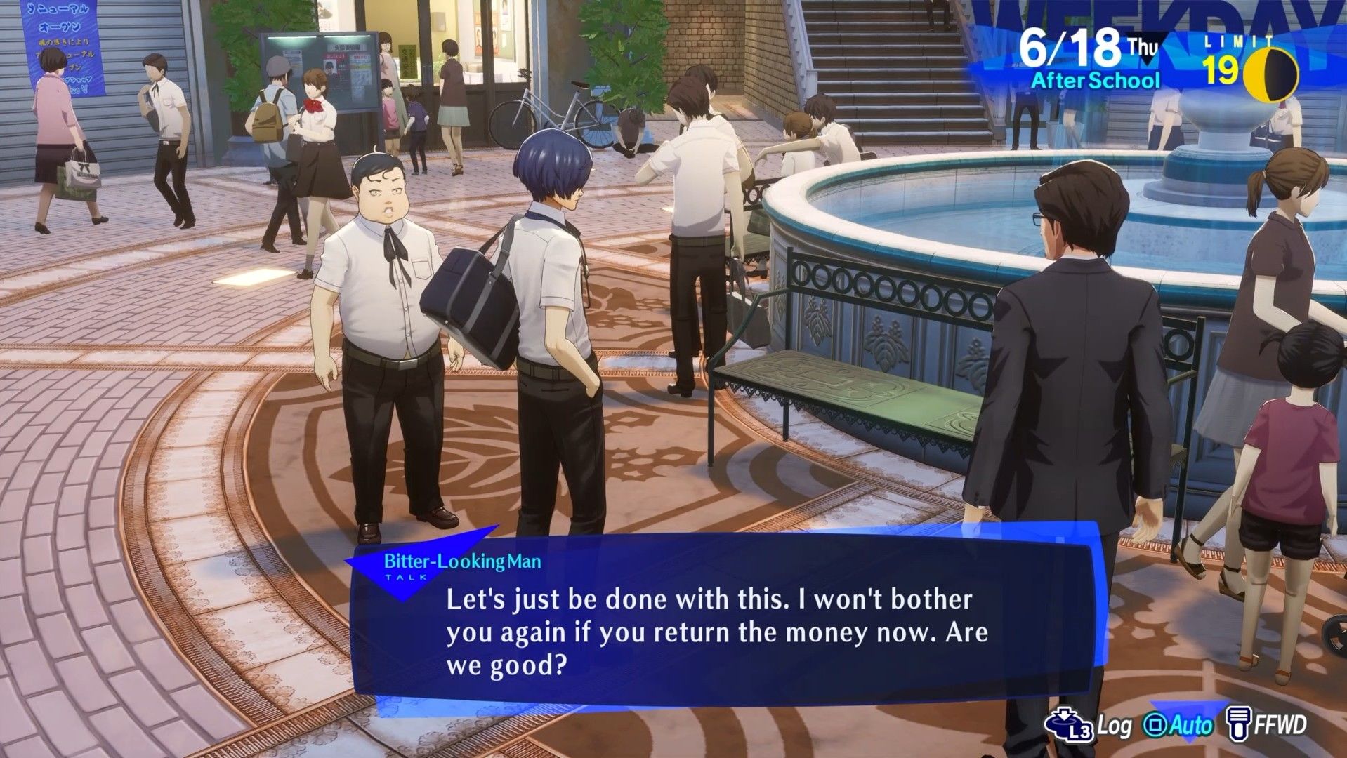nozomi being confronted by the father of someone he stole money from persona 3 reload p3r moon social link