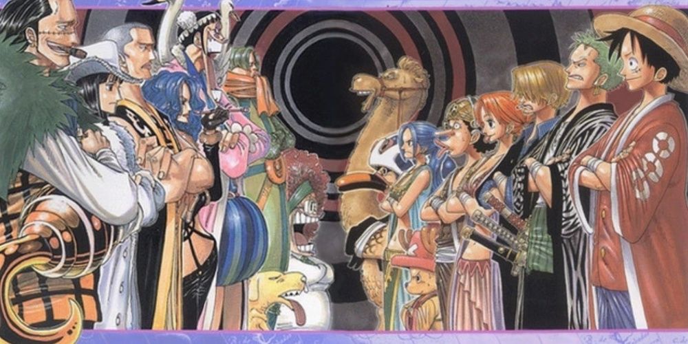 One Piece- Artwork Featuring The Straw Hatrs Facing Off Against Enemies