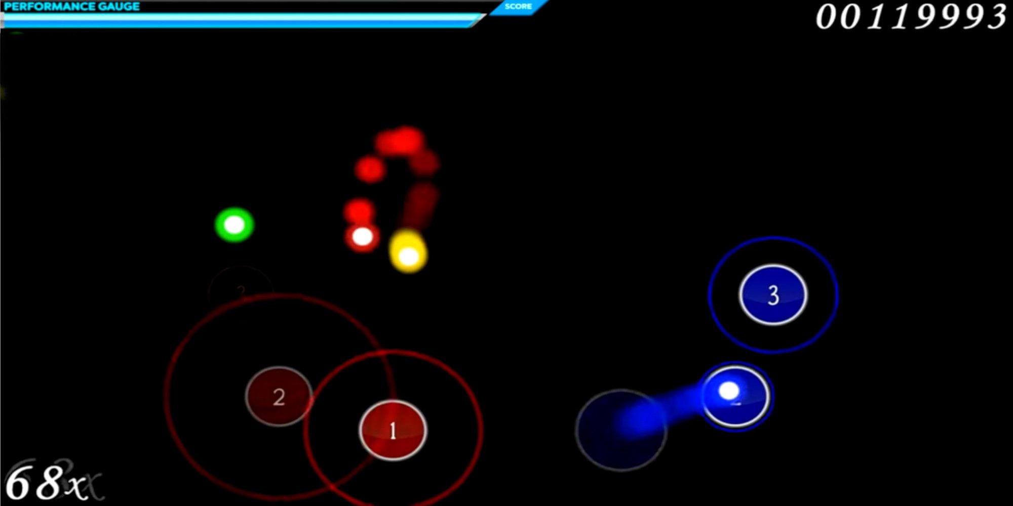 Four players work together in OSU! to get a 68x combo 