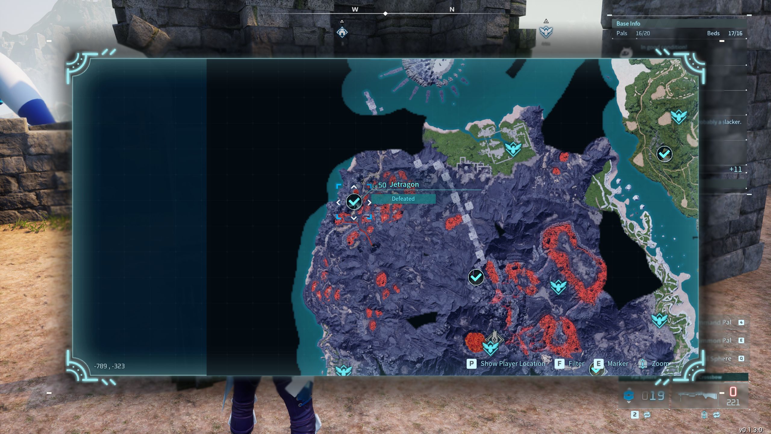 Jetragon's map location in Palworld.