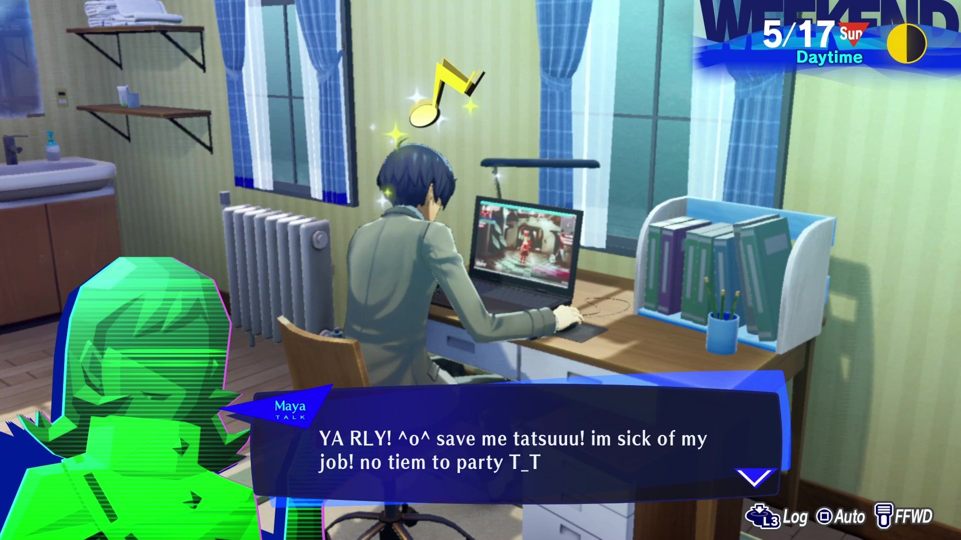 Persona 3 Reload Maya reacting favorably to the main character's response