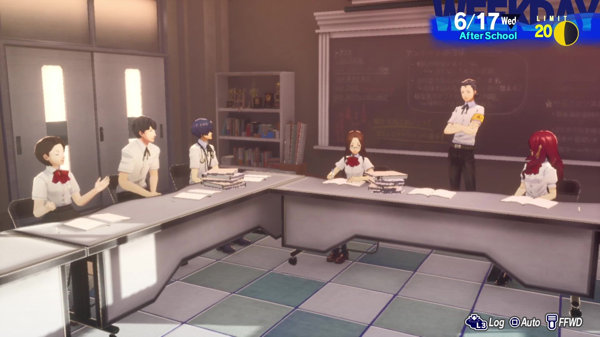 Persona 3 Reload Odagiri leading a student council meeting
