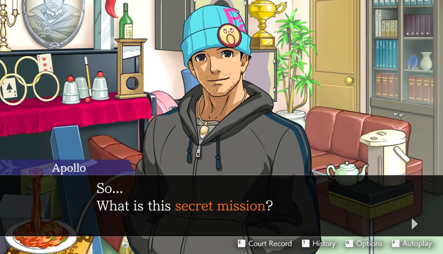 Phoenix Wright talking about his secret mission in Apollo Justice