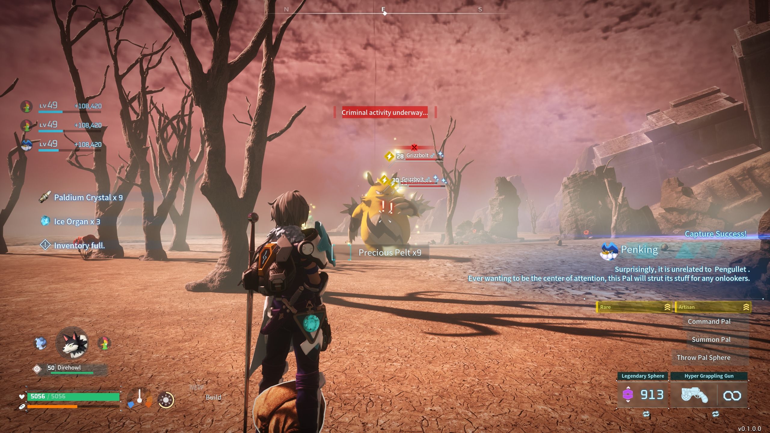 Player is about to fight a Grizzbolt Palworld